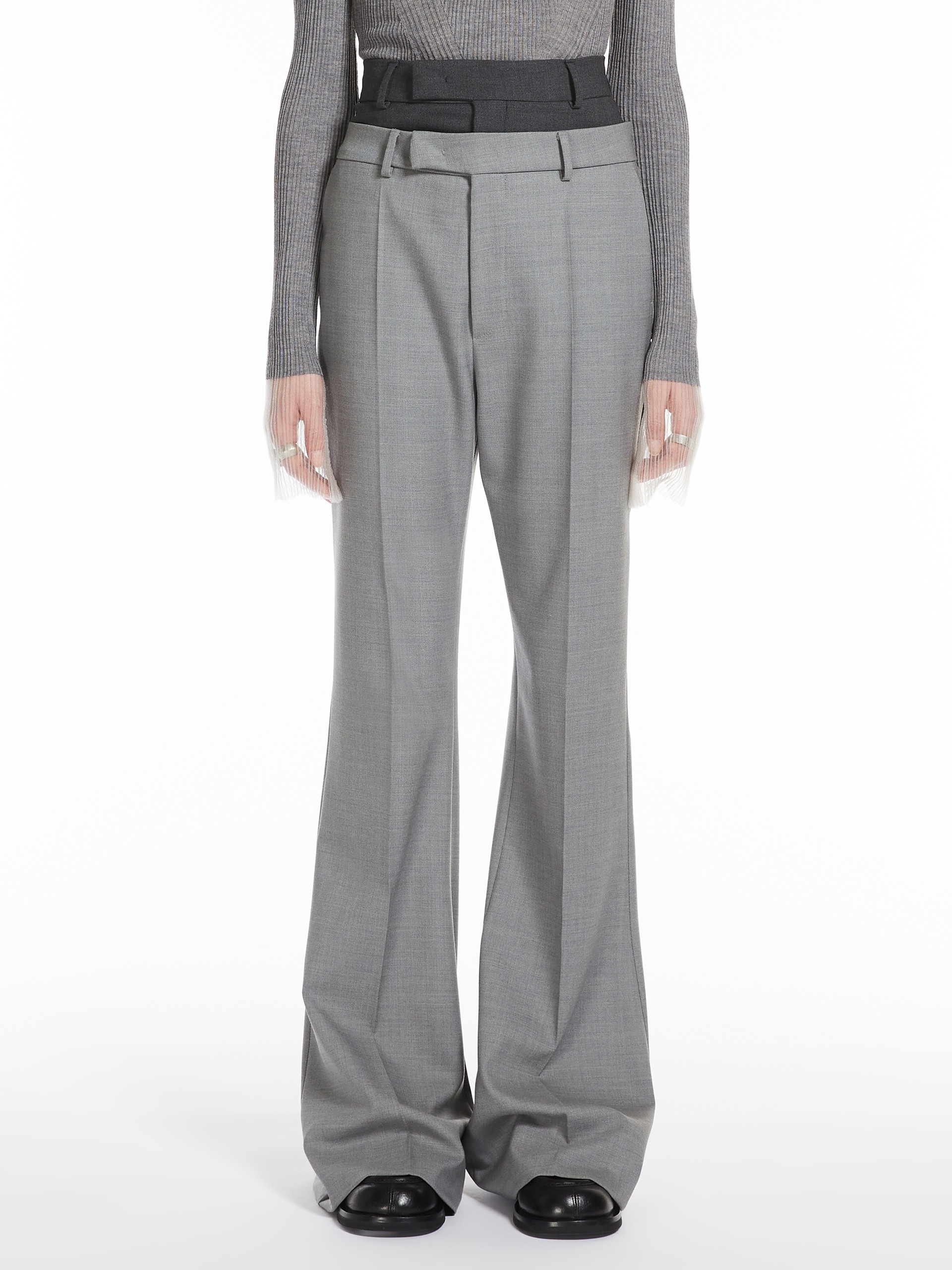 LINCE Flared trousers with a branded double belt - 3