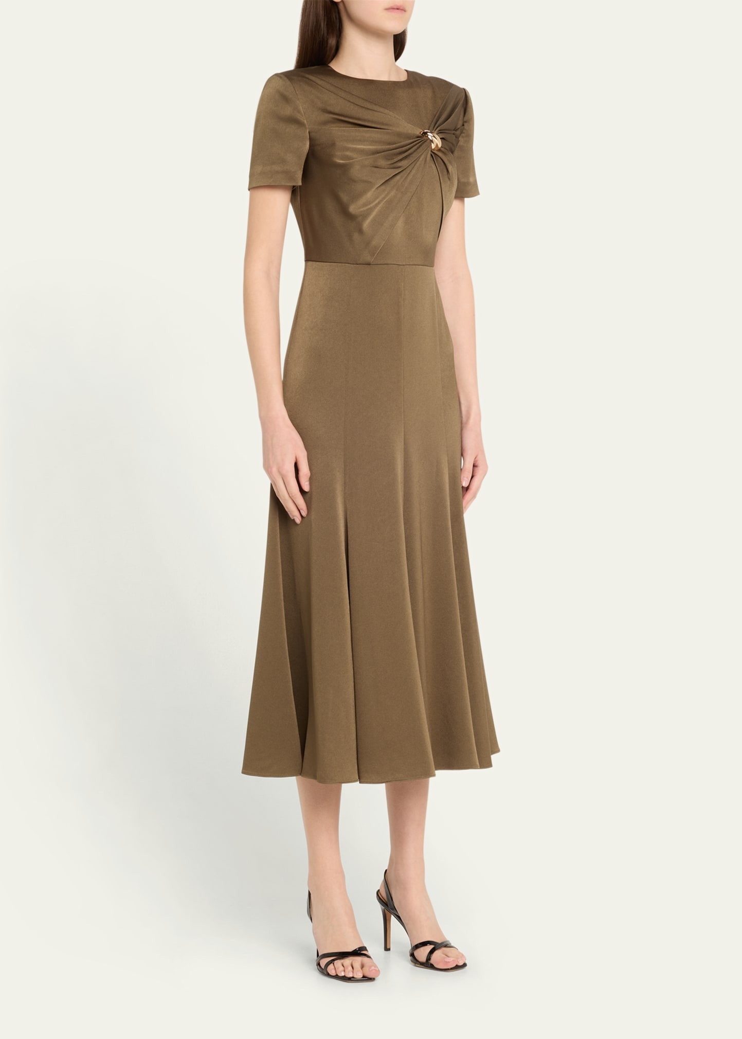 Draped Satin Crepe Midi Dress - 4