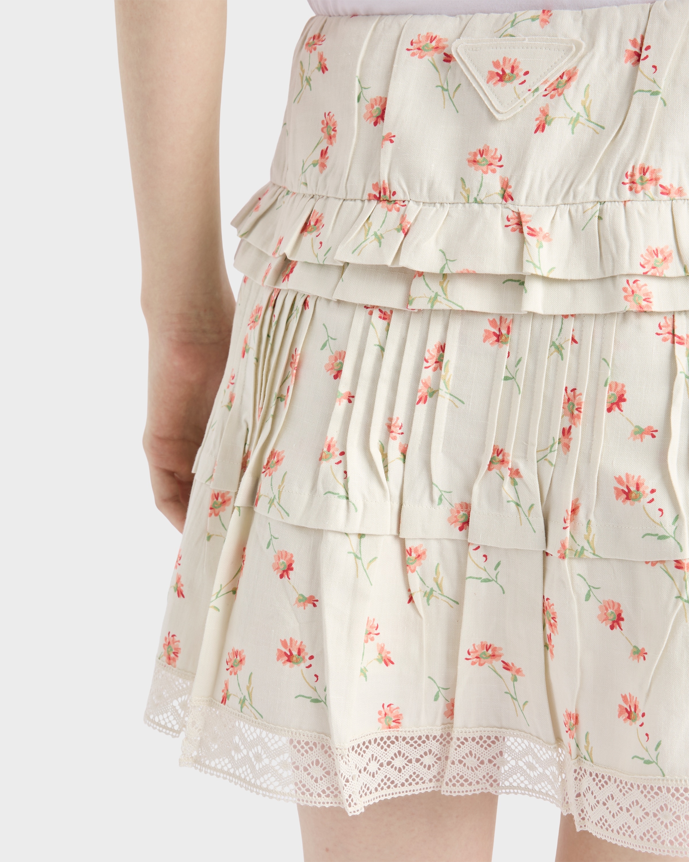 Floral print linen miniskirt - 4