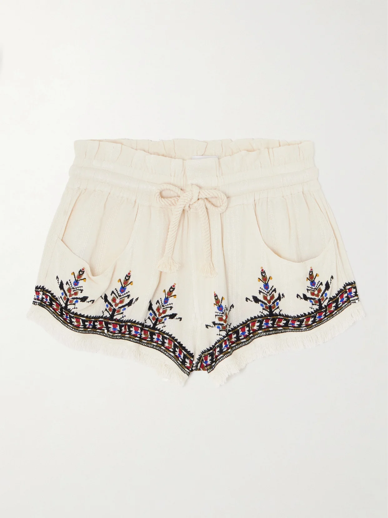 Kriss Frayed Embroidered Jacquard Shorts - 1