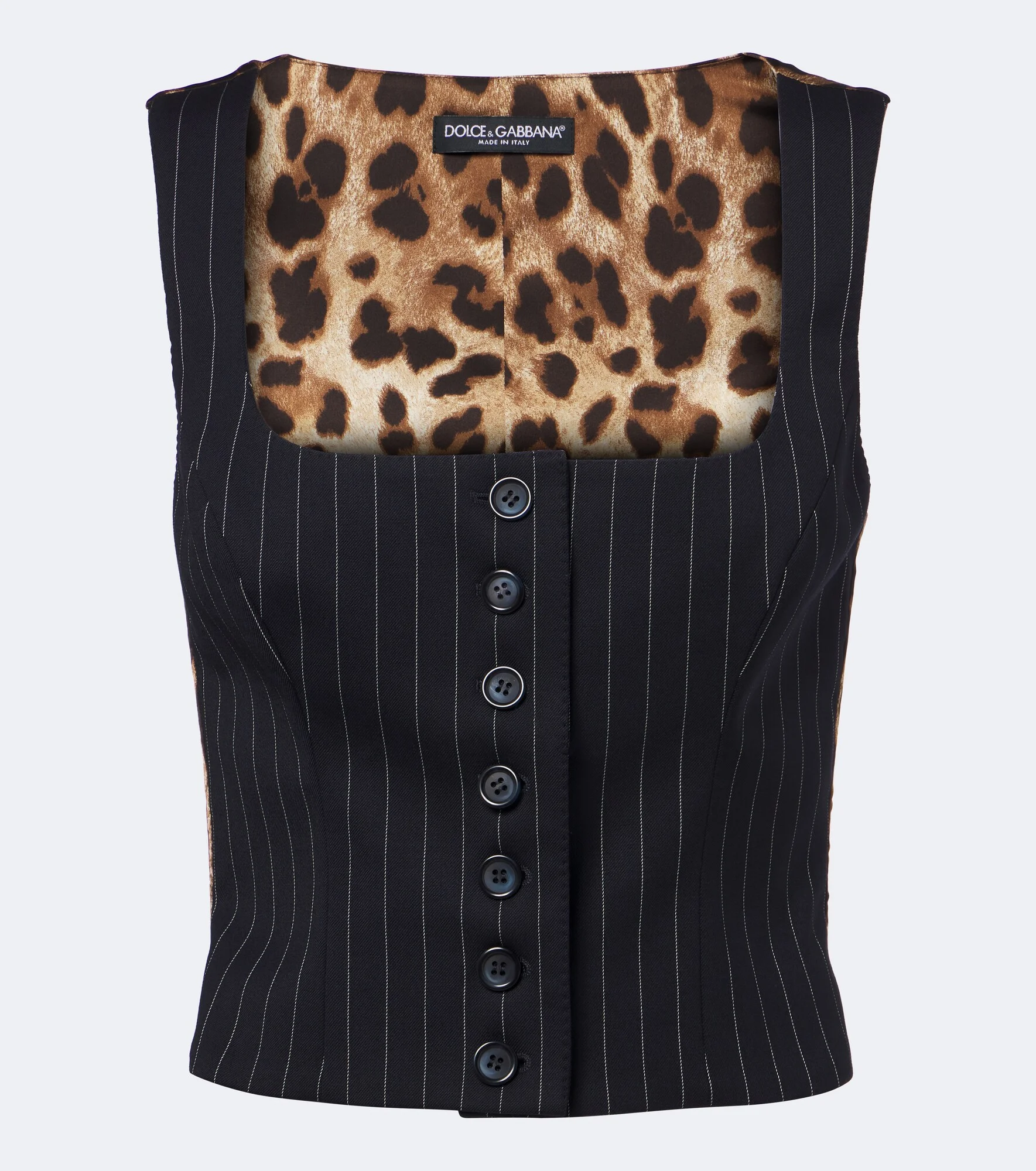Pinstriped wool-blend vest - 1