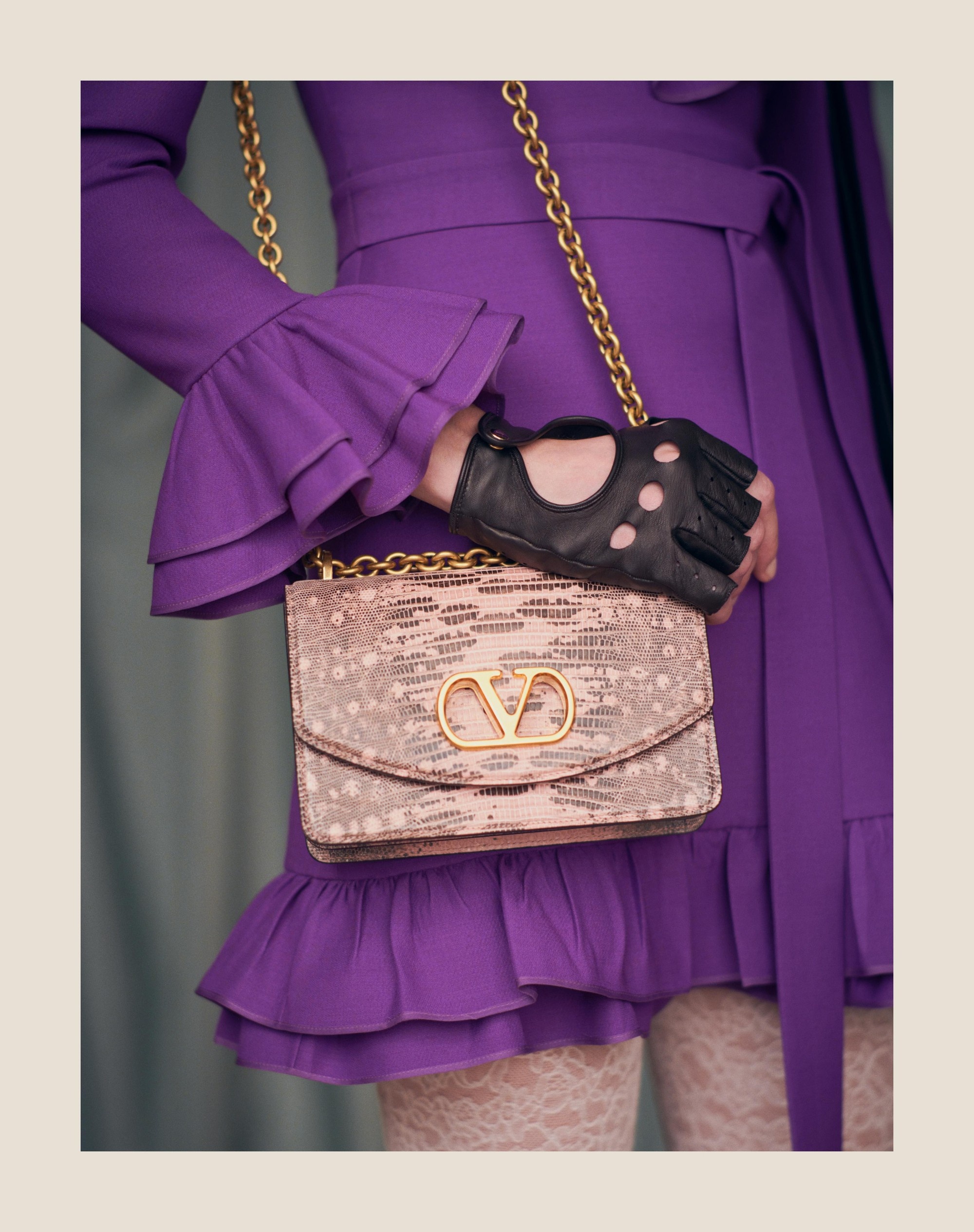 VALENTINO GARAVANI VAIN SHOULDER BAG IN TEJUS - 9