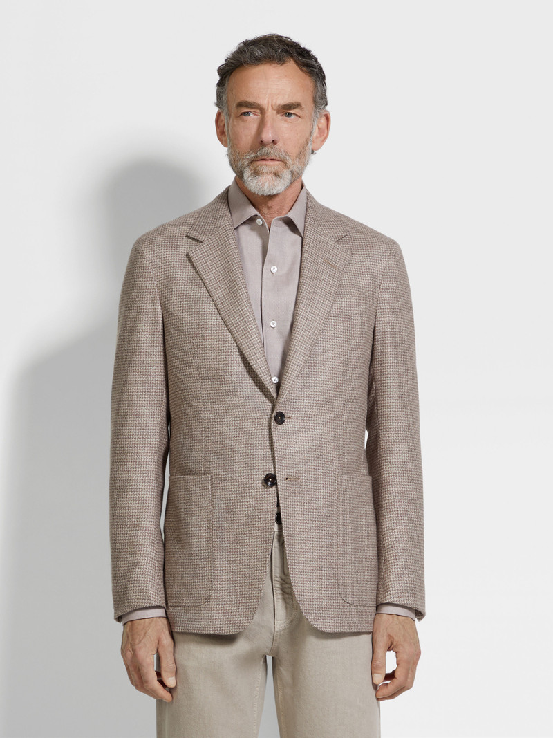 LIGHT BEIGE AND LIGHT TAUPE SILK AND CASHMERE JACKET 4