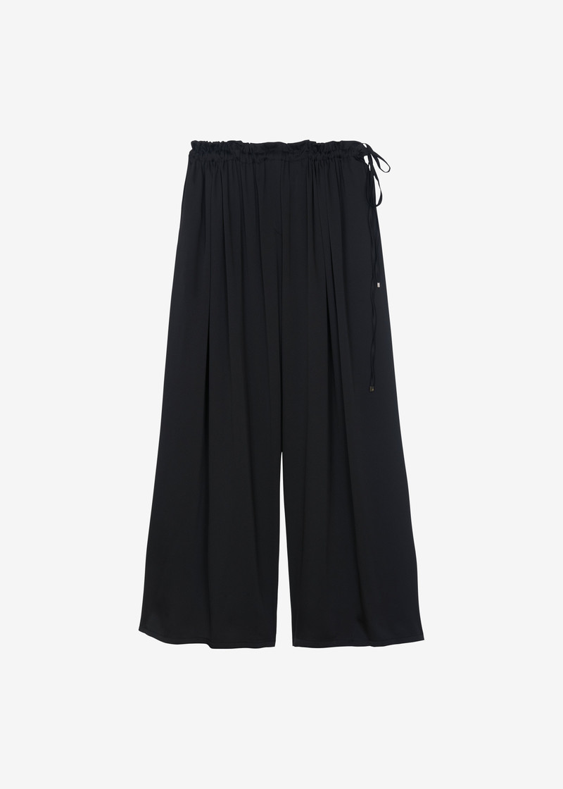 Arleth Satin Sheer Drawstring Pants - Black 1