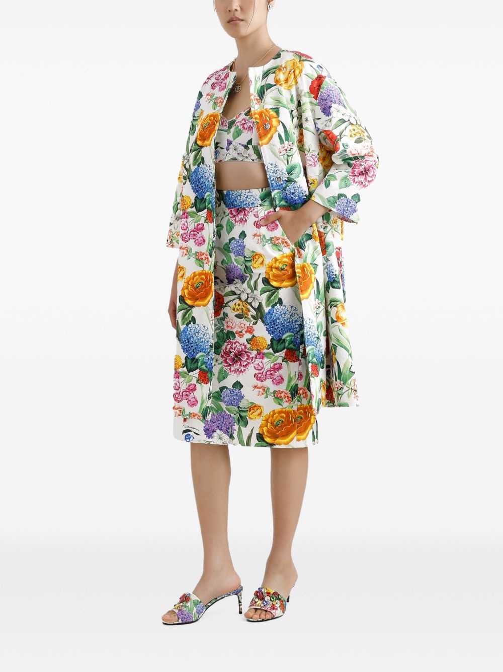 floral-print coat - 2