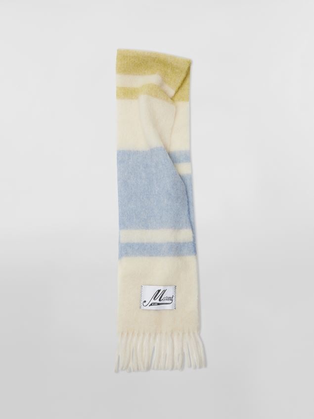 IVORY STRIPED MOHAIR SCARF - 1