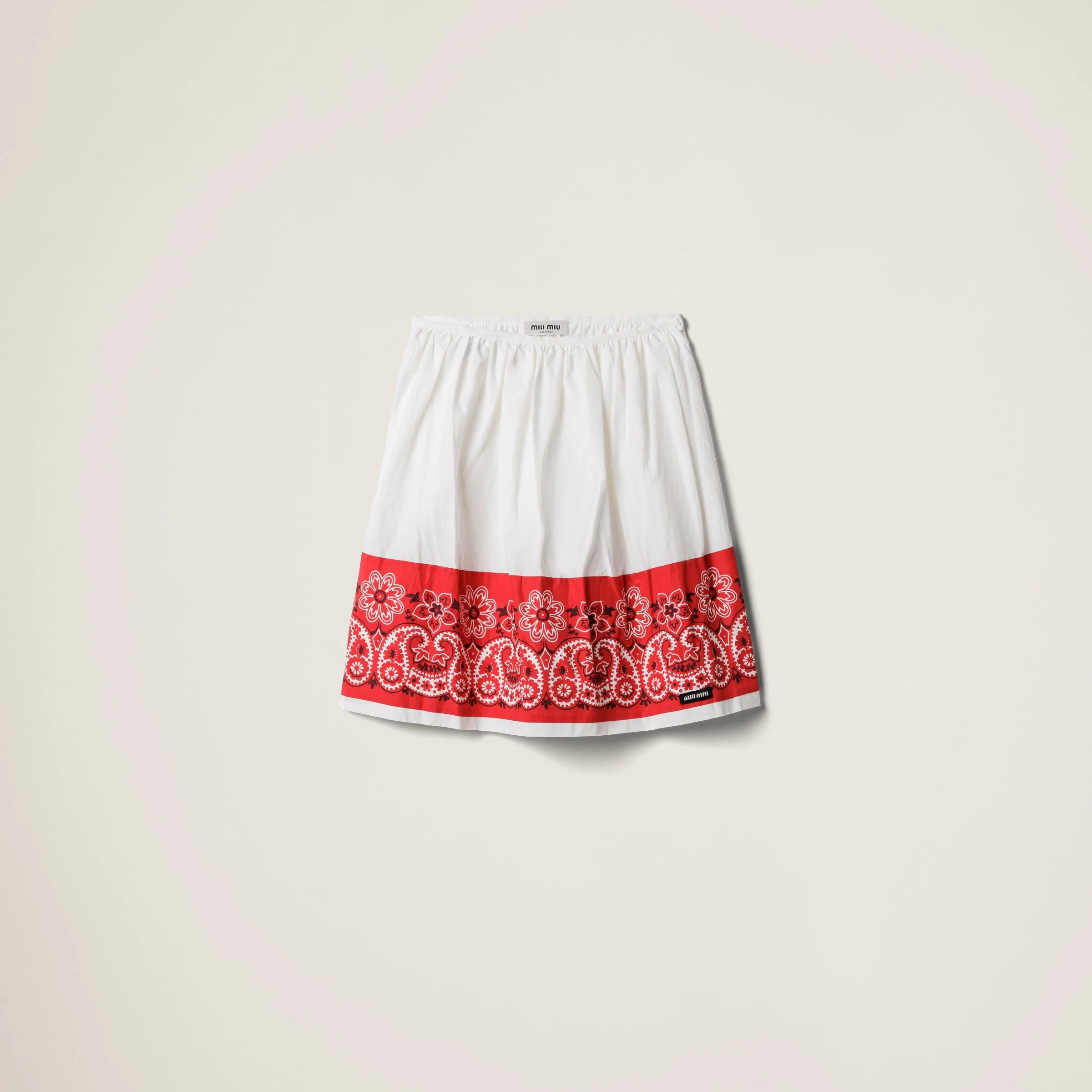 Slubbed poplin skirt with print - 1