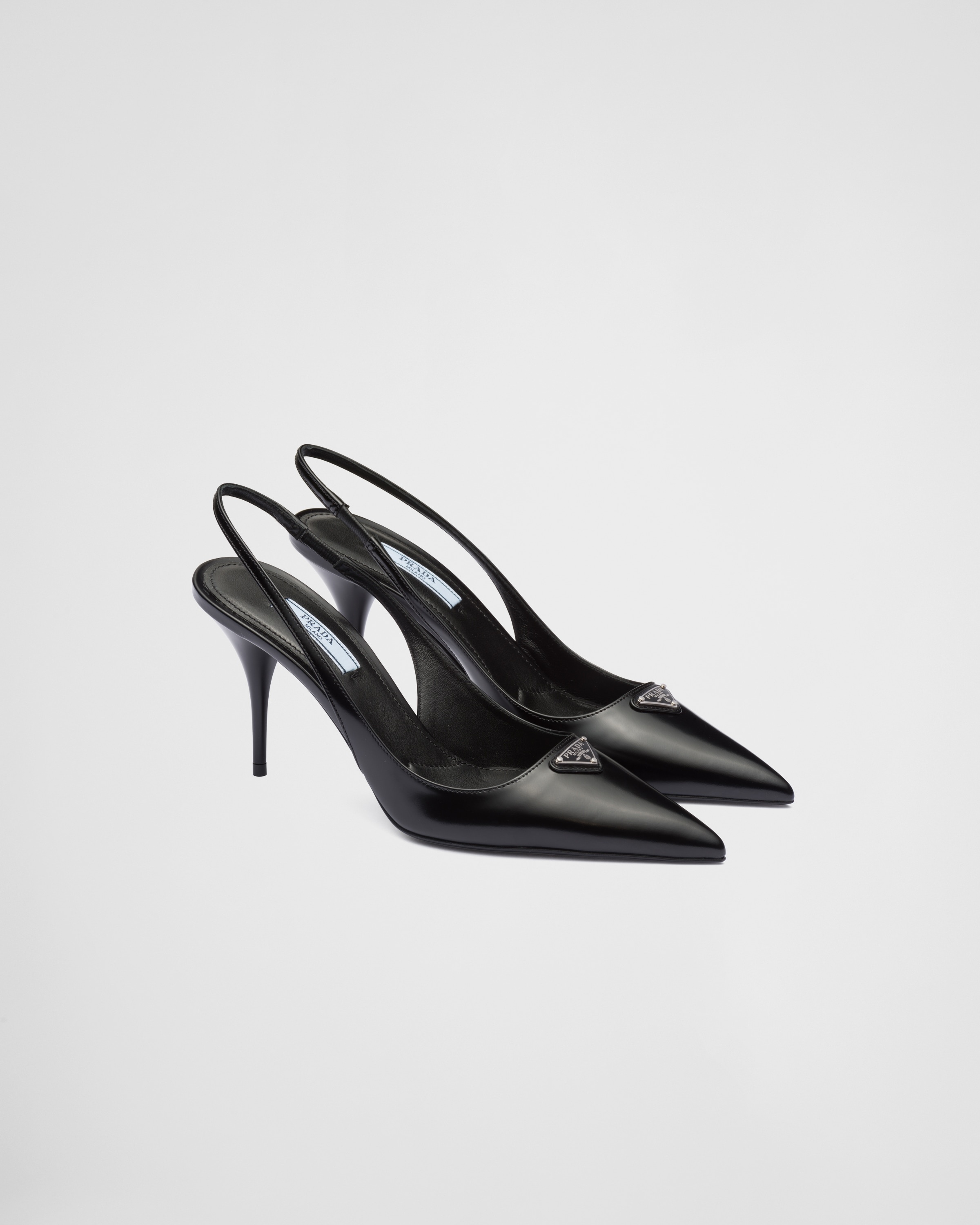 Brushed leather slingback pumps - 1