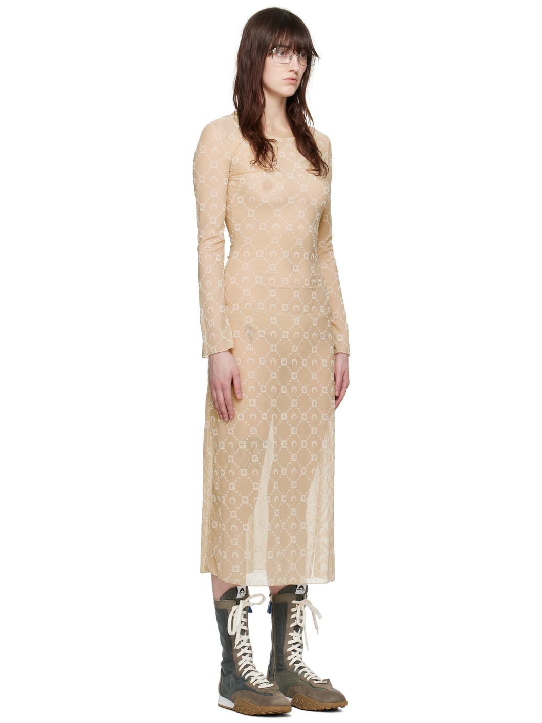 Beige Moonogram Midi Dress - 2