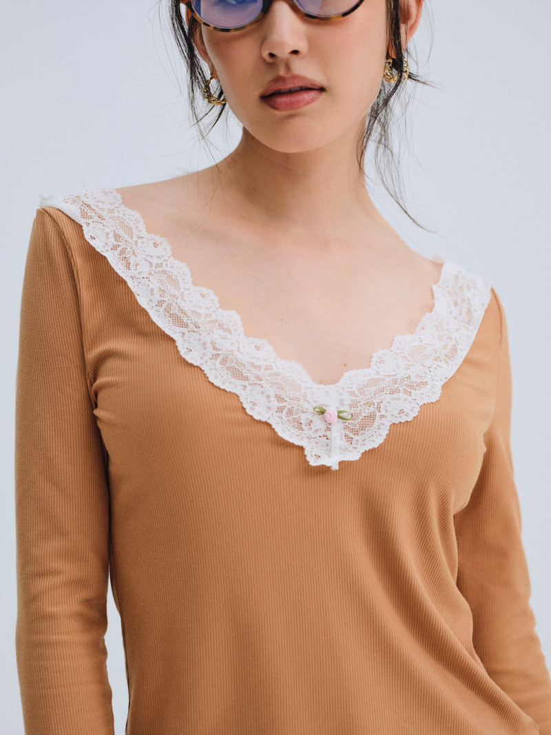 For Love & Lemons Eisley Ribbed Knit Top outlook