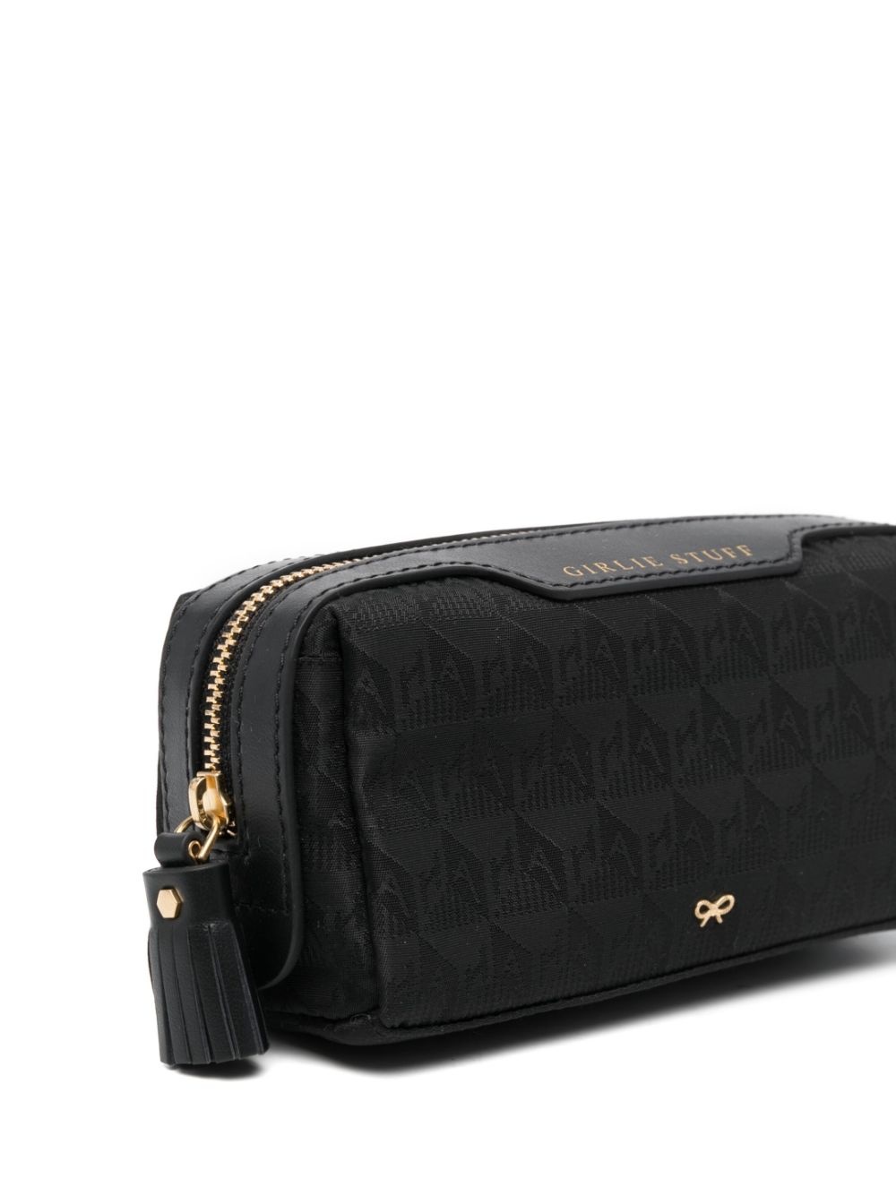 jacquard-logo leather makeup bag - 3