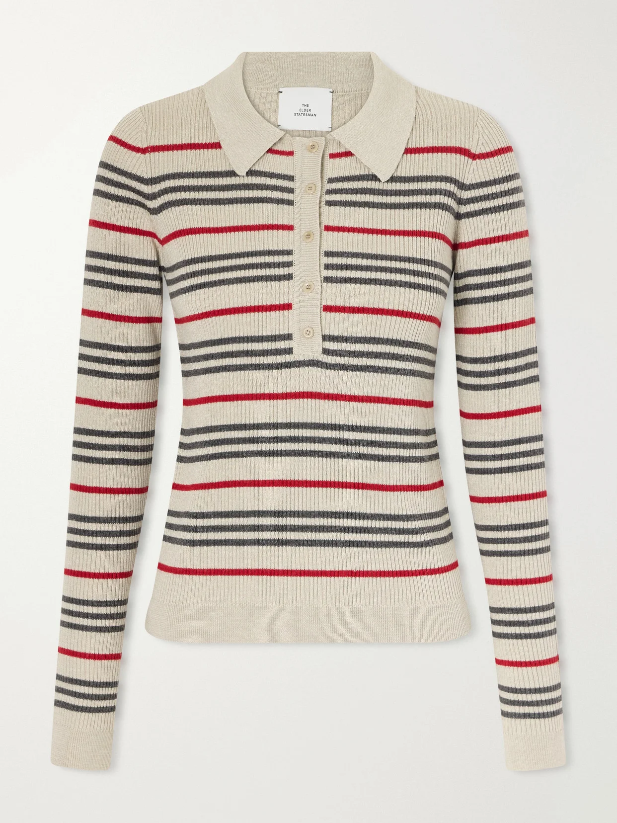 Libeccio Stripped Wool, Silk And Linen-blend Knitted Polo - 1