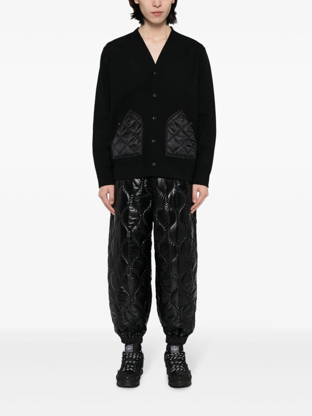 QUILTED-PANEL V-NECK JACKET - 2