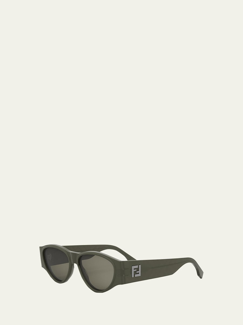 FENDI Men's FF Squared Acetate Oval Sunglasses outlook