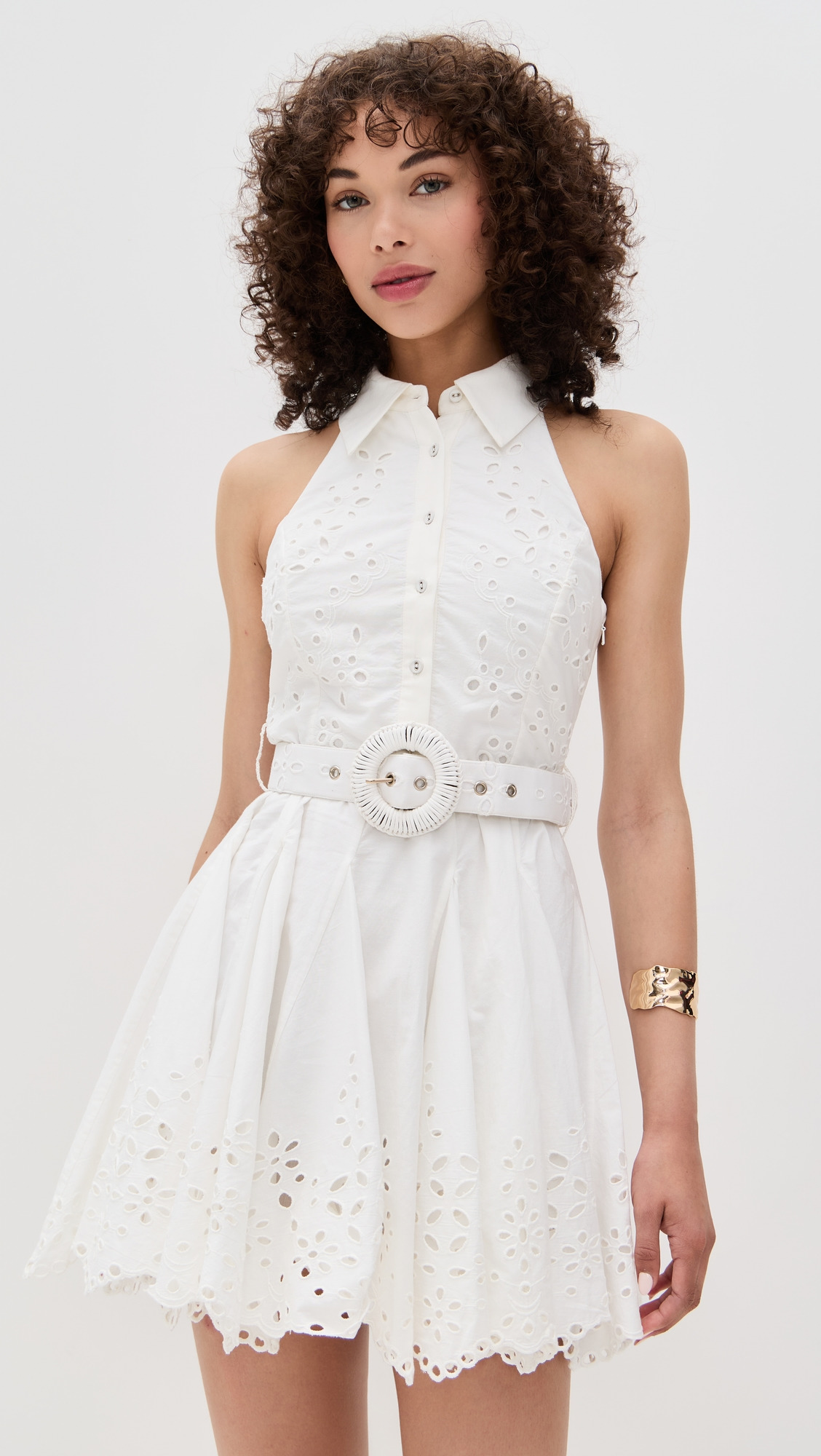 Short Dress with Buckle Belt - 6
