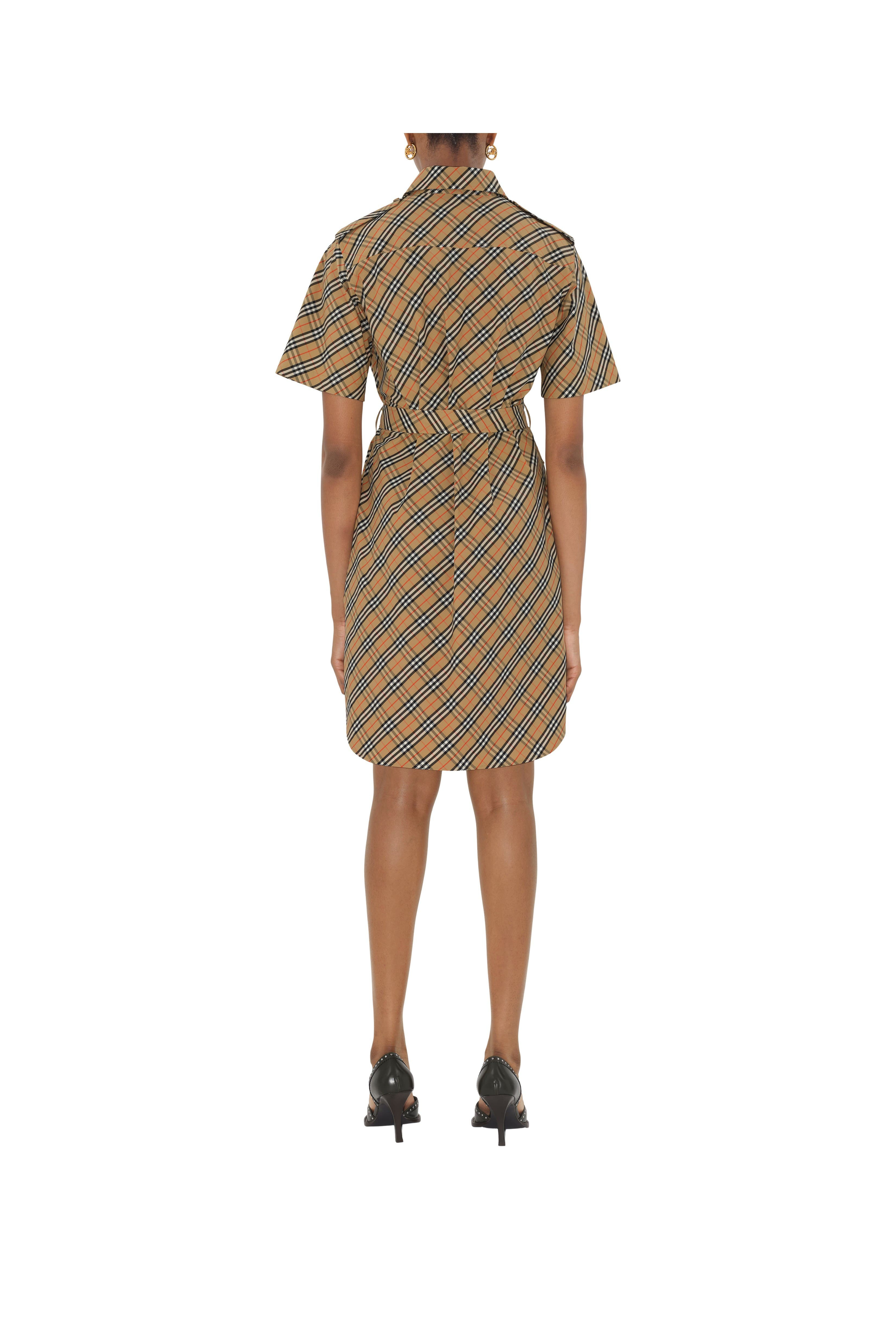 burberry Check Cotton Shirt Dress in Sand at Nordstrom - 4