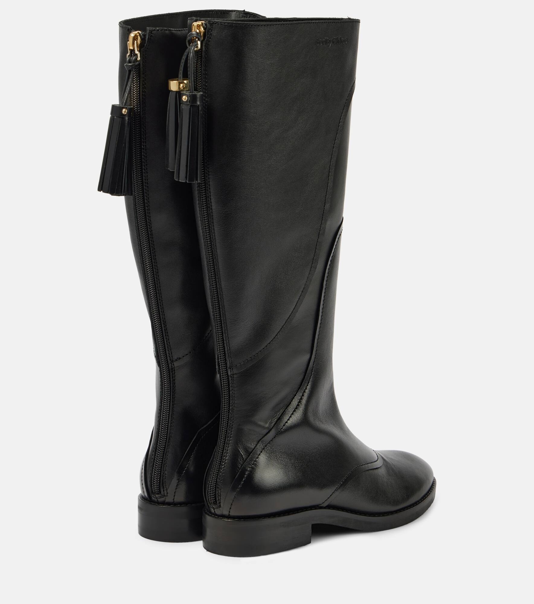 Tassel leather knee-high boots - 3