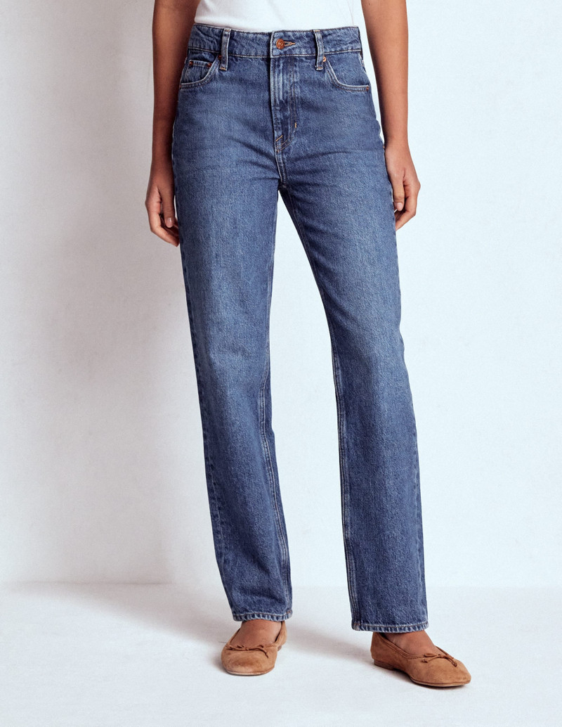 High Rise Straight Leg Jeans-Mid Vintage 7