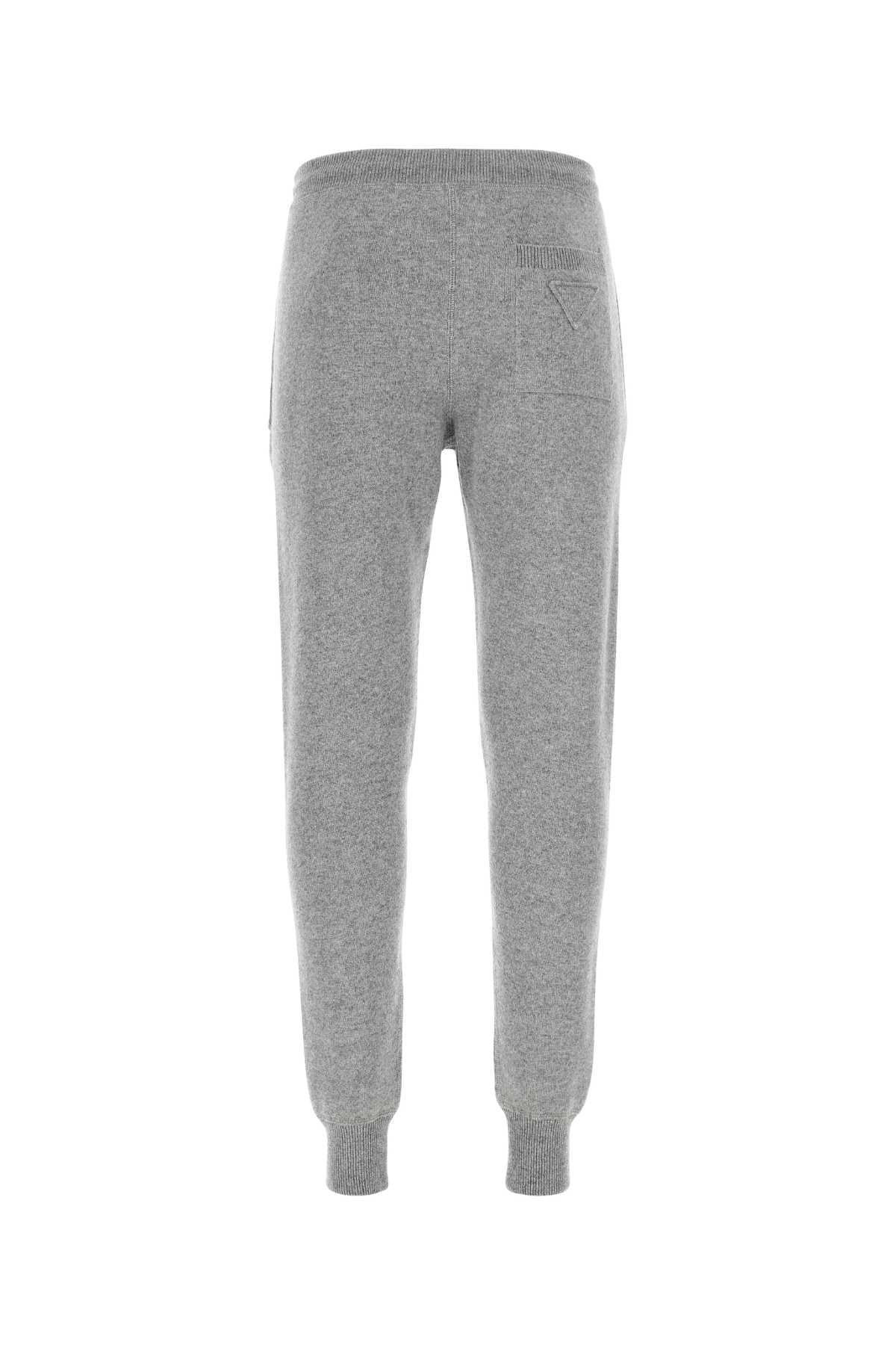 Prada Men Melange Grey Stretch Cashmere Blend Joggers - 2