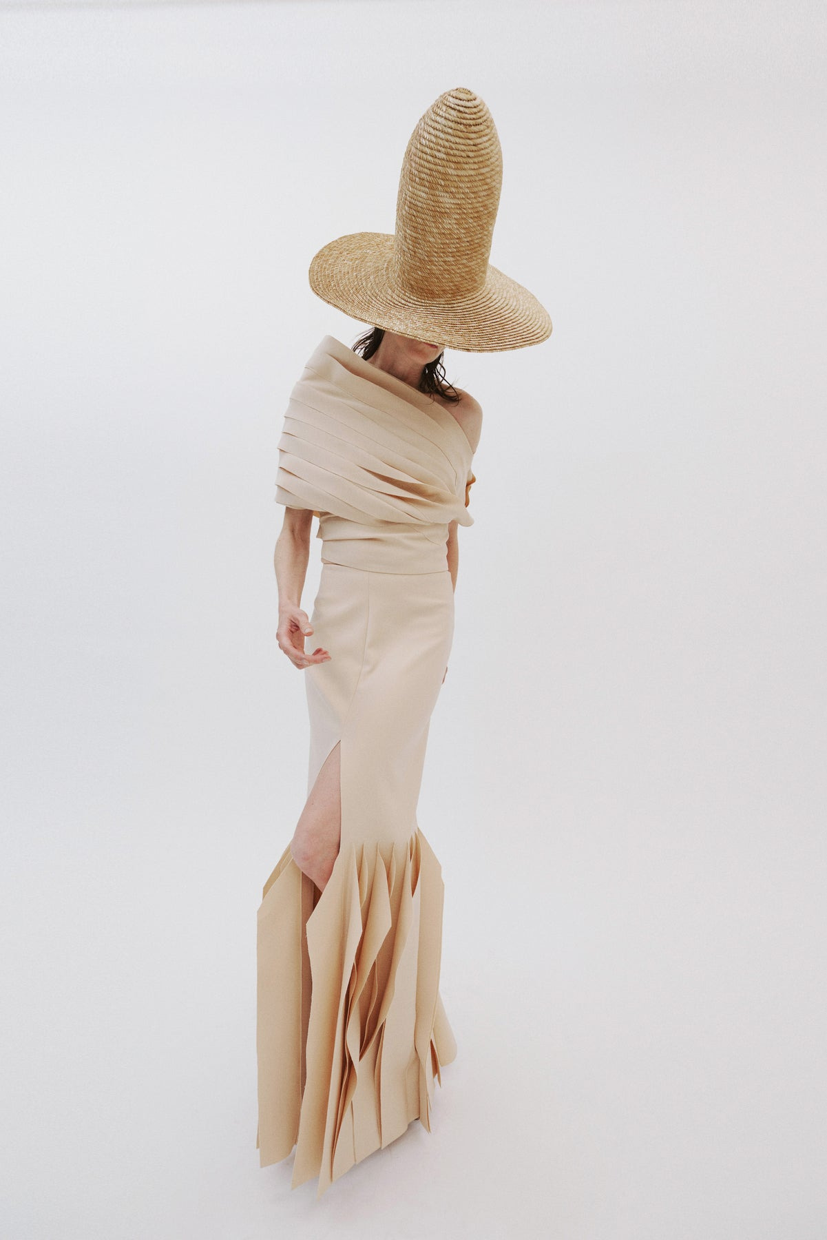 LONG LENGTH SKIRT WITH PANELS NUDE - 10