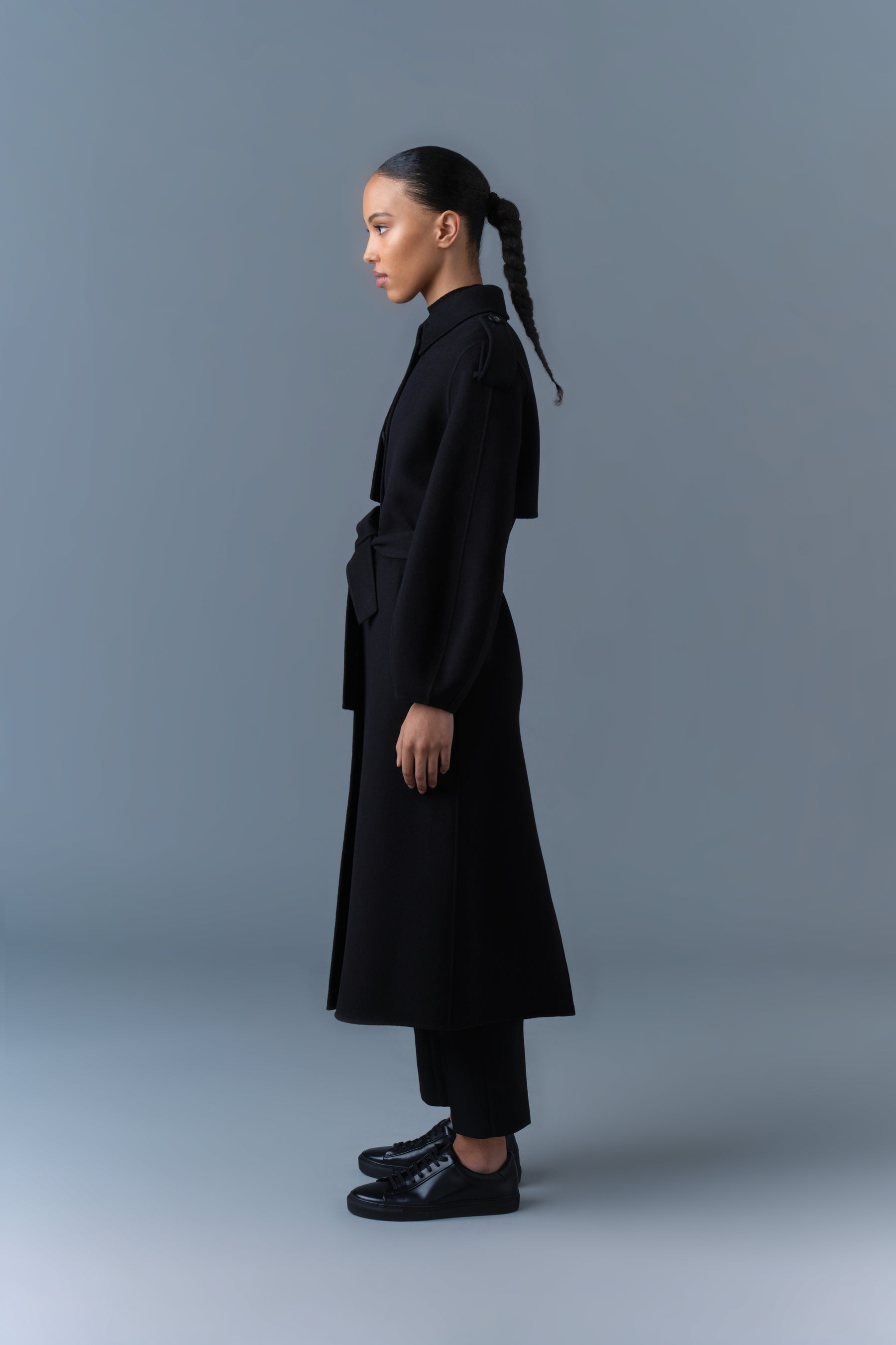 CEYLA Double-Face Wool Coat with Sash Belt - 3