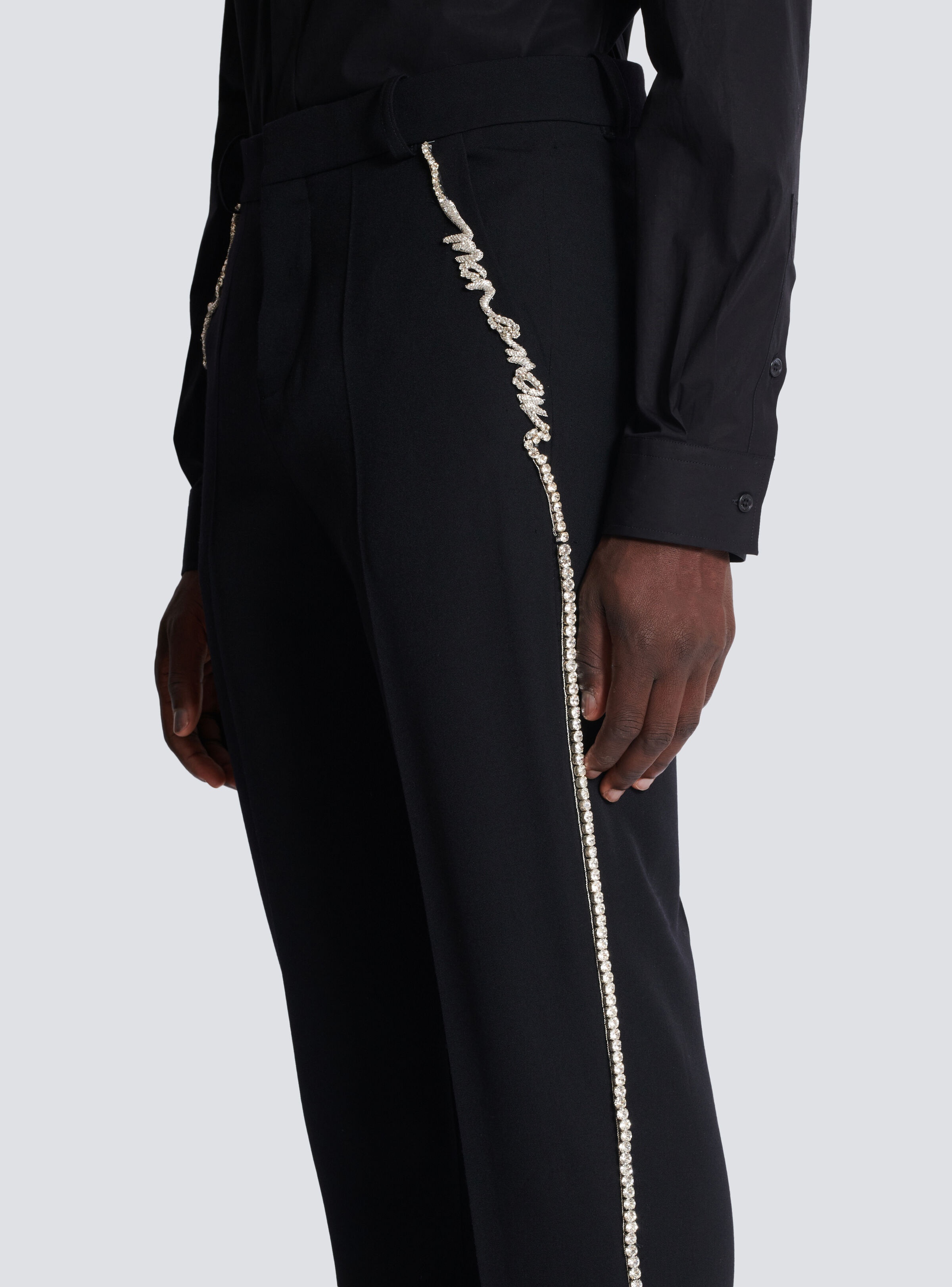 Embroidered tailored grain de poudre trousers - 7