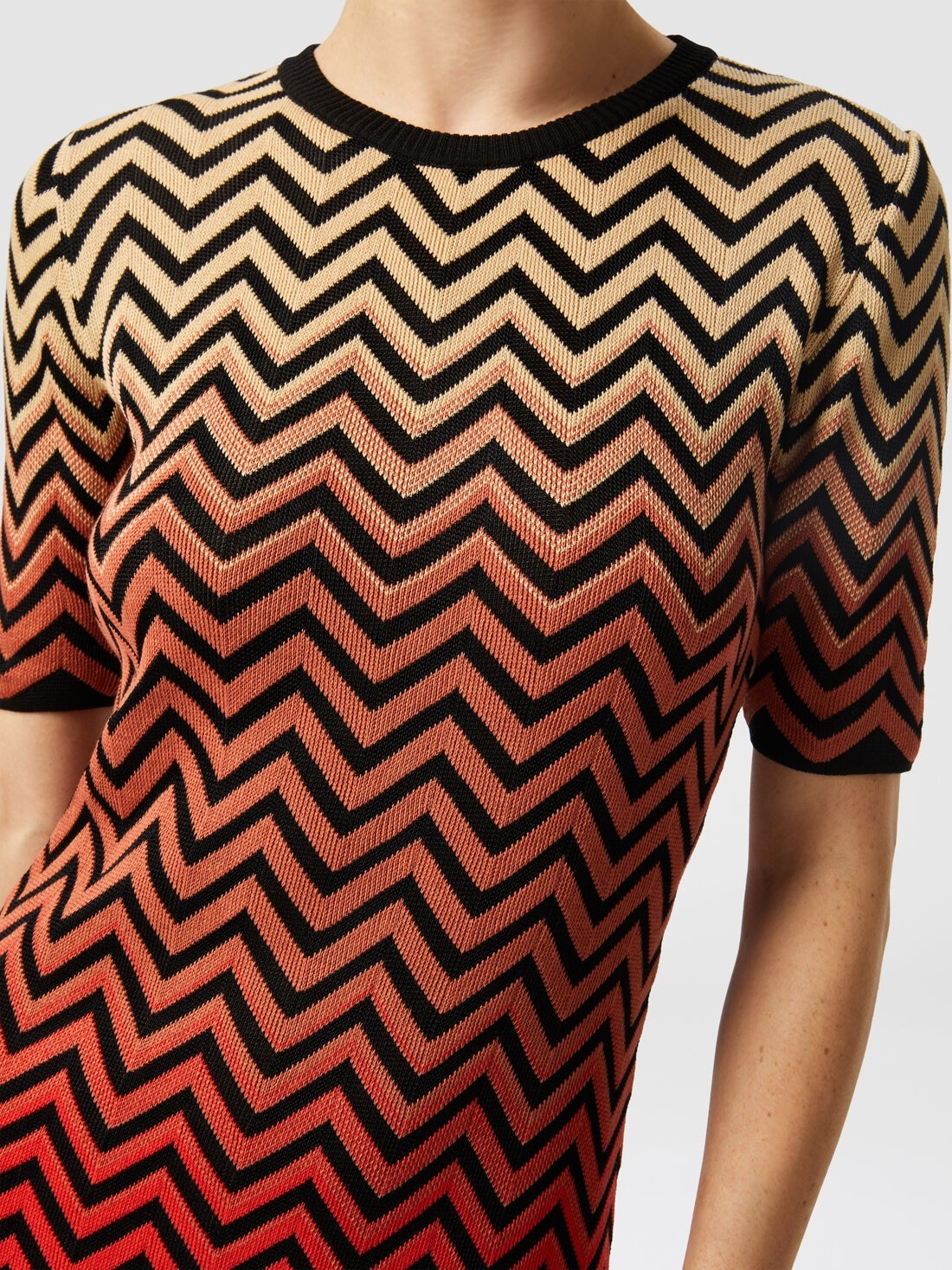 Dégradé chevron motif midi dress - 5