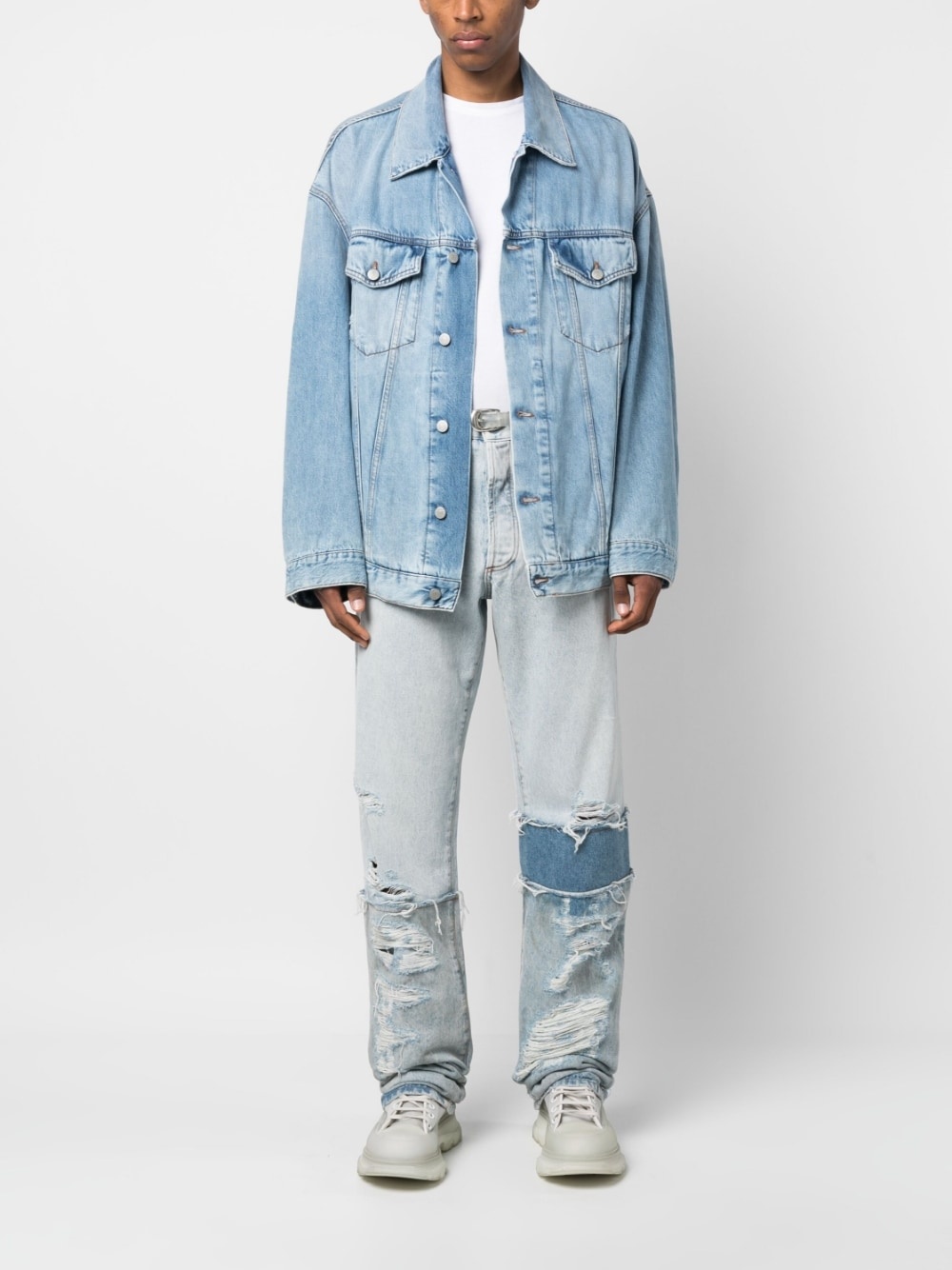 multi-panel denim jeans - 2