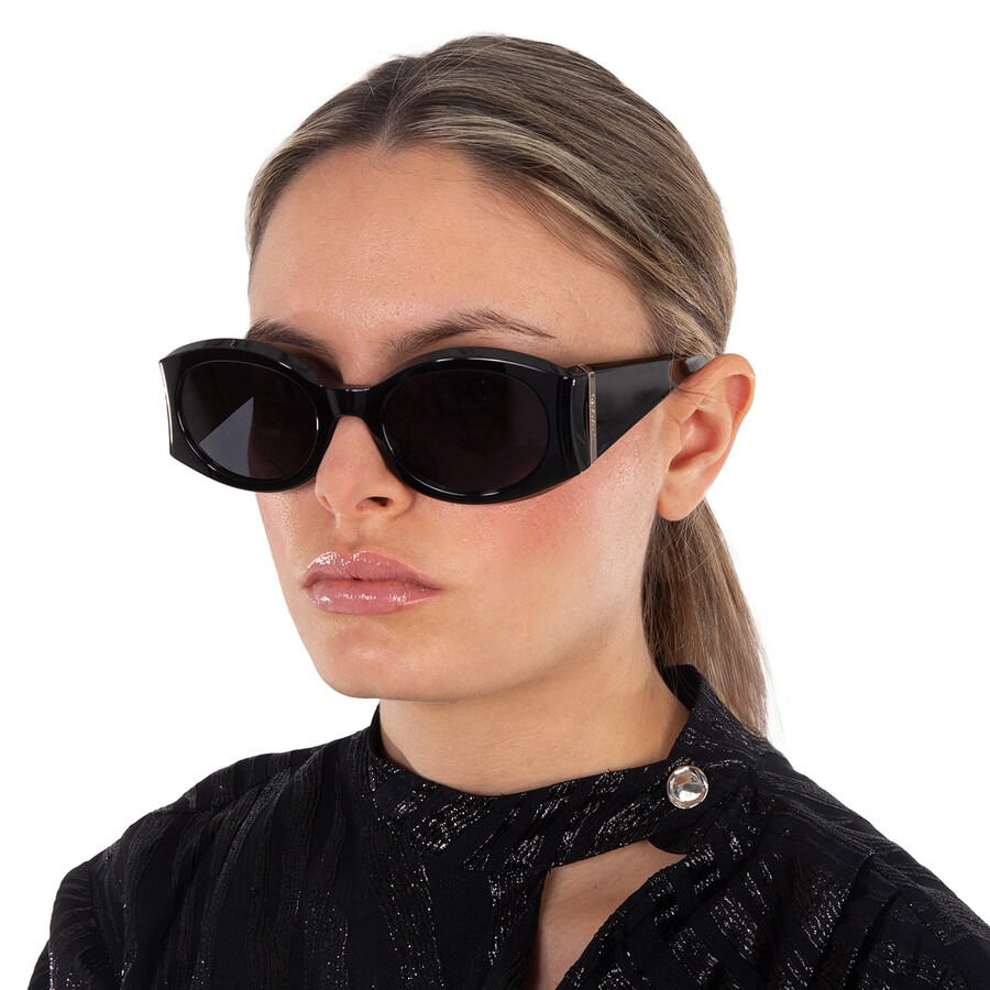 Salvatore Ferragamo Dark Grey Oval Ladies Sunglasses SF2008S 001 55 - 2
