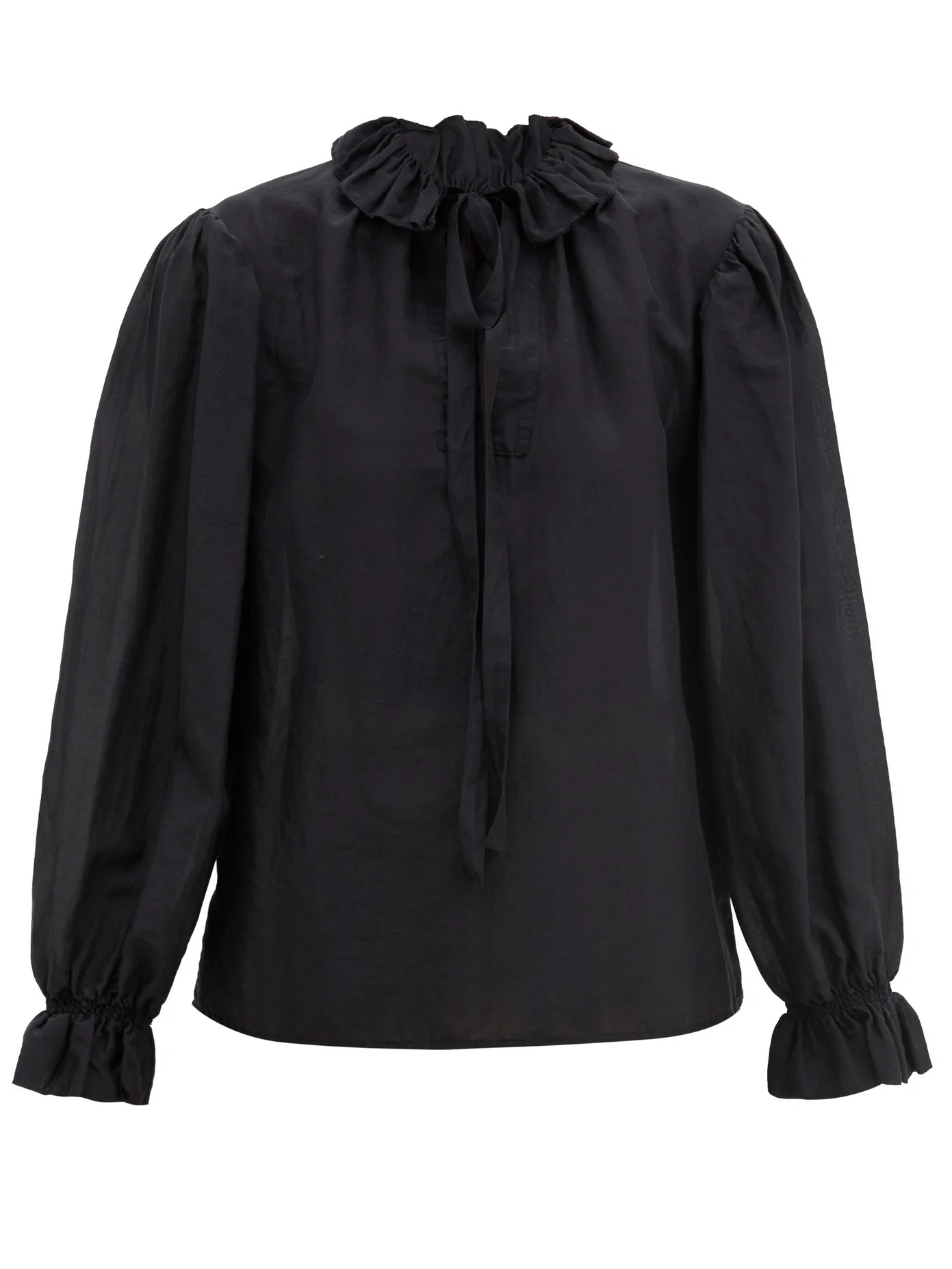 Bale ruffle-collar cotton-blend voile blouse - 1