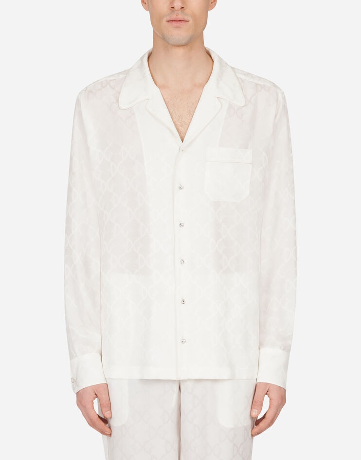 Silk jacquard pajama shirt with DG logo - 1