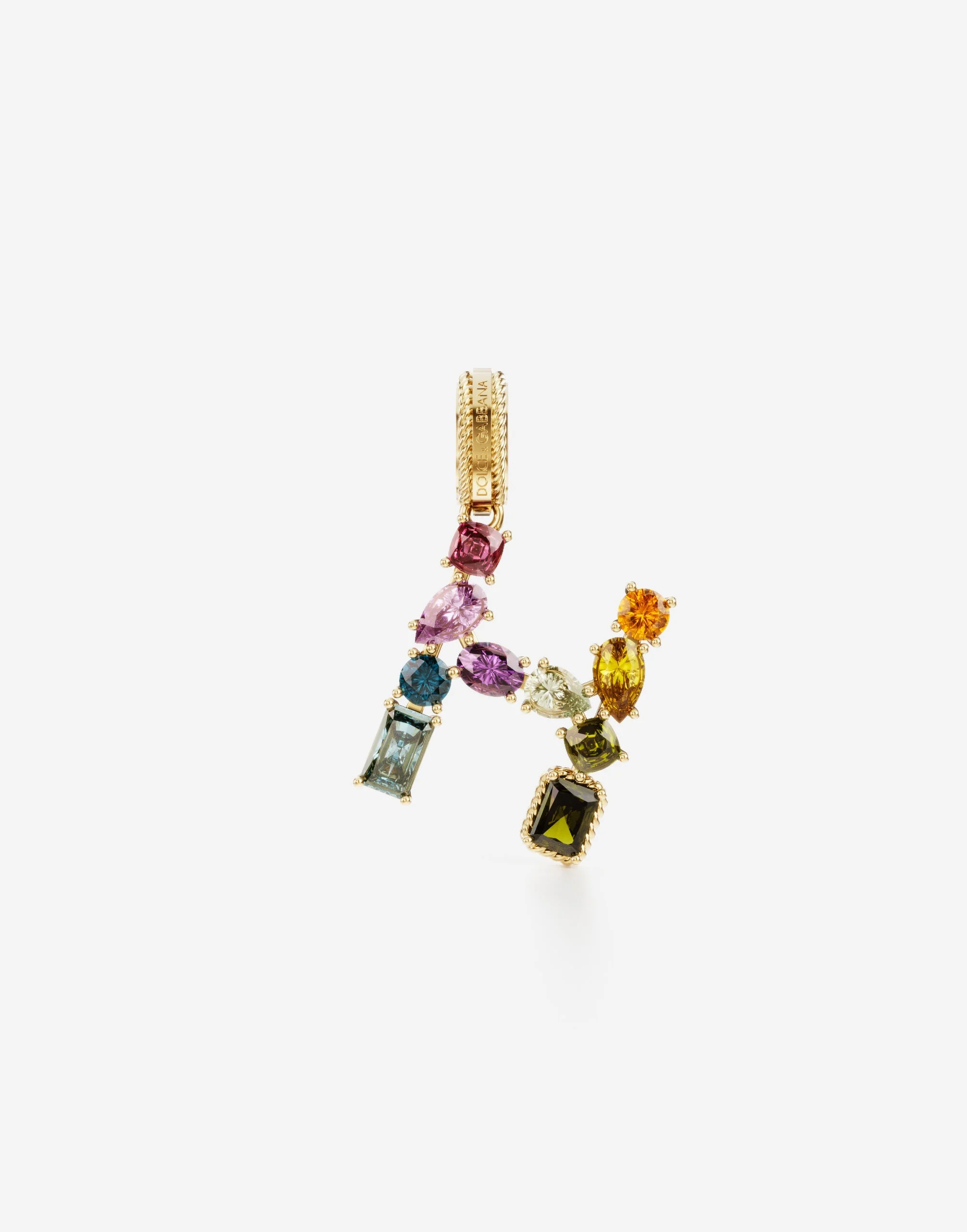 Charm H Lettering 18-carat yellow gold and multicolored gems - 1