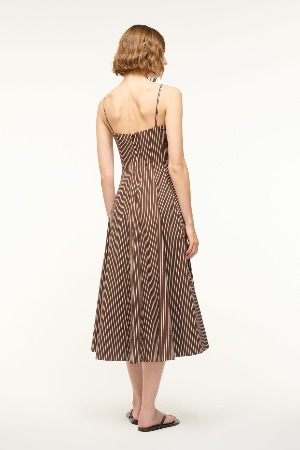 STAUD WYLIE DRESS DARK OAK MICRO STRIPE - 6