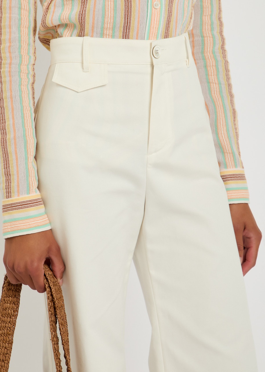 Chloe Flared-leg Canvas Trousers - 5