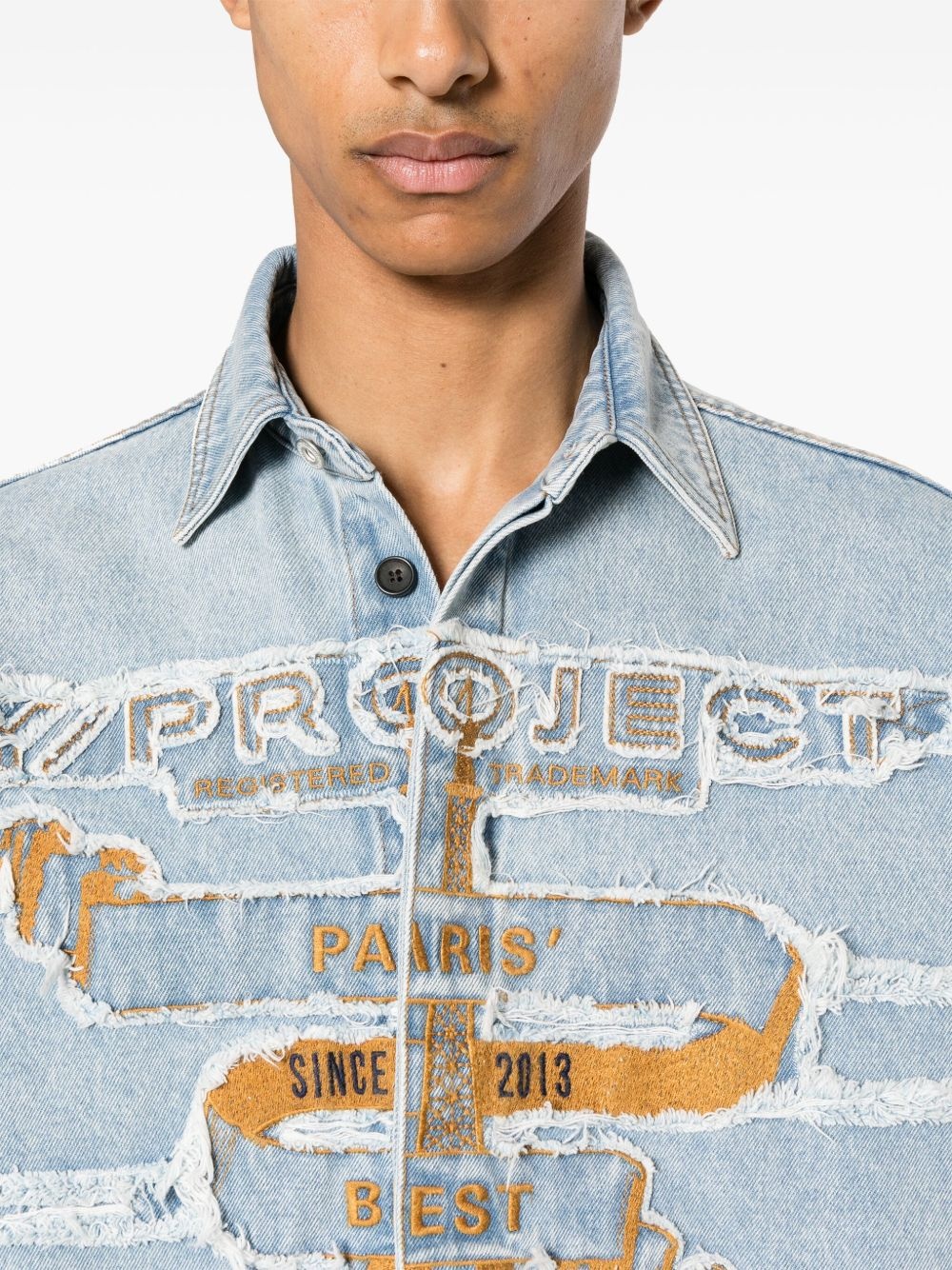 Paris Best Patch Denim Shirt Blue "Blue" - 6