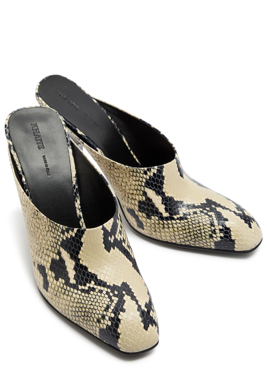 Khaite Colt 100 Python-effect Leather Mules - 3