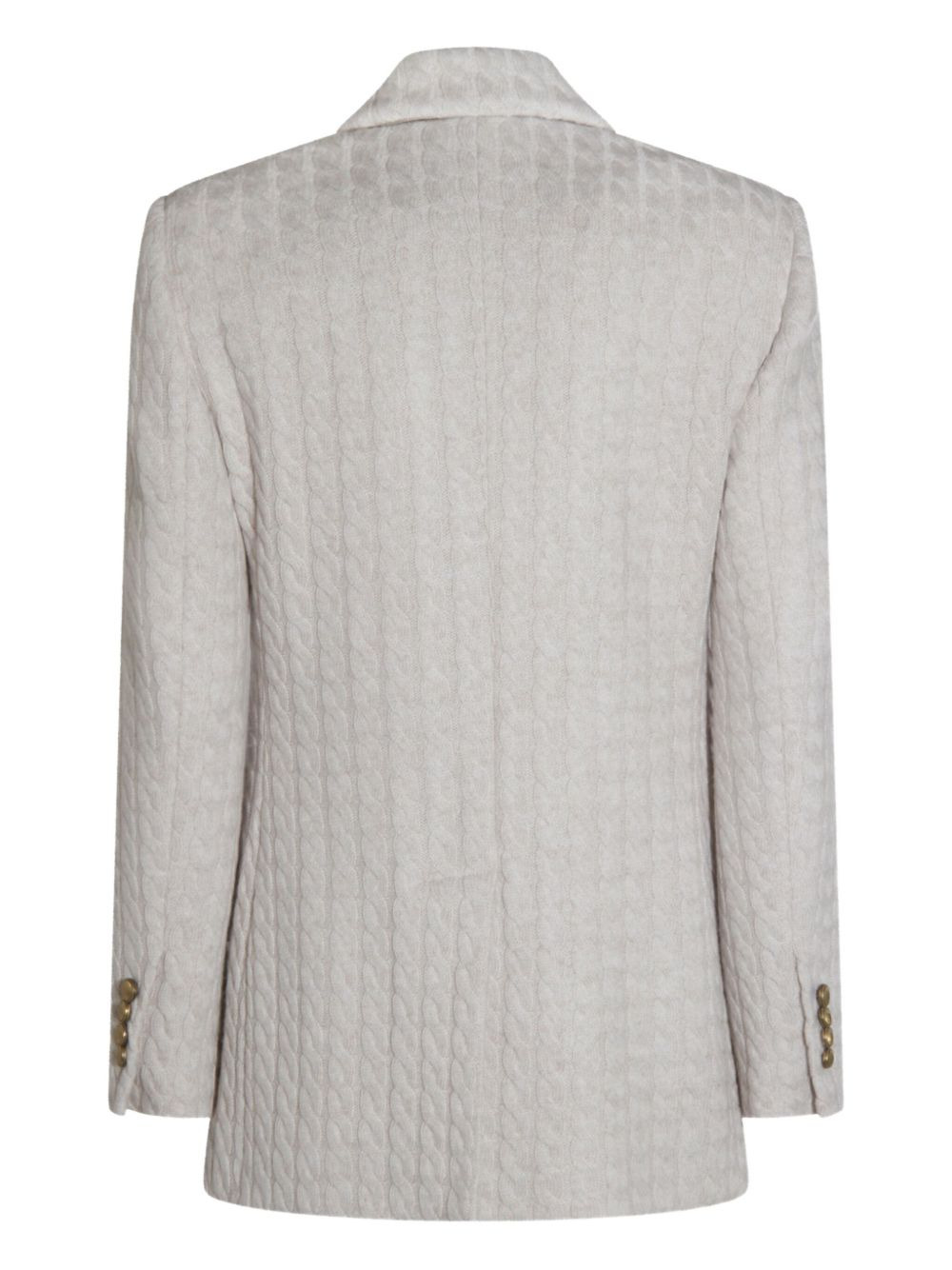 cable-knit double-breasted coat - 2