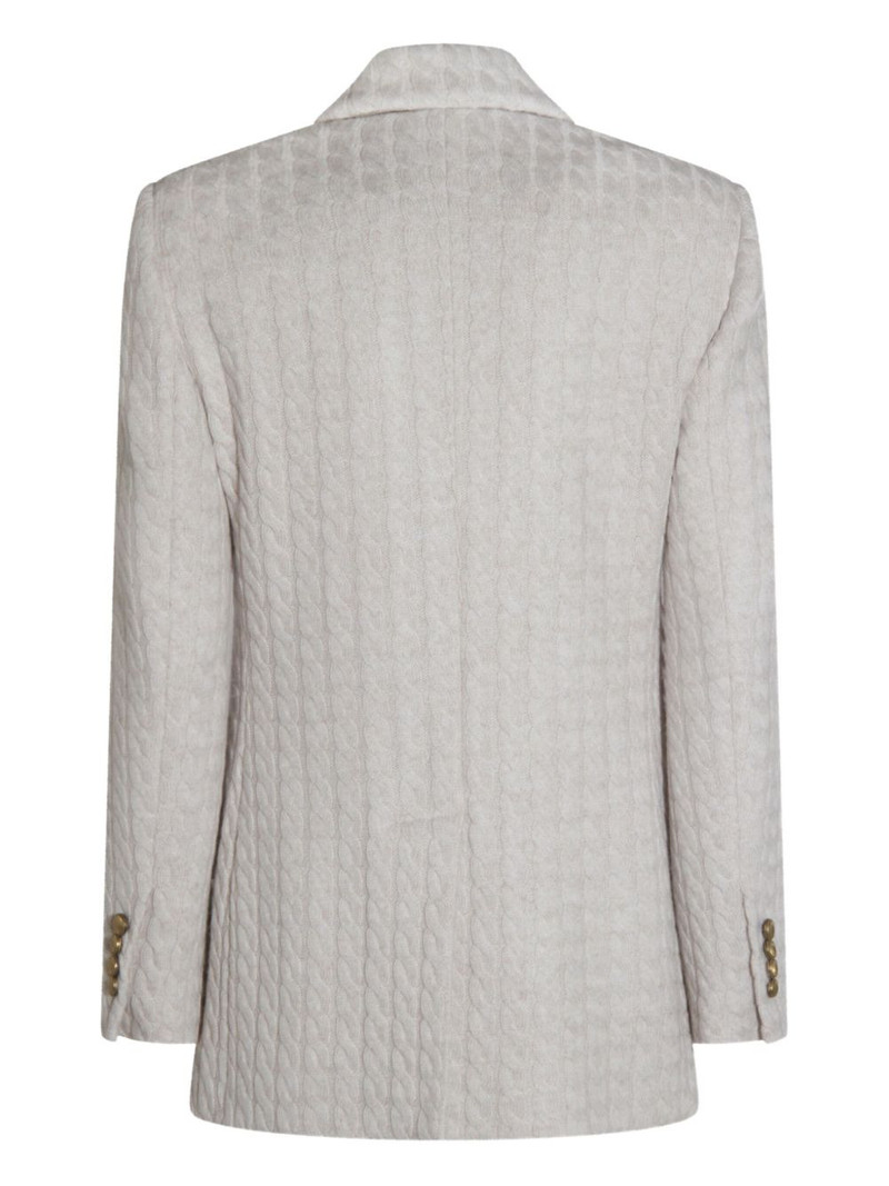 Brunello Cucinelli cable-knit double-breasted coat outlook