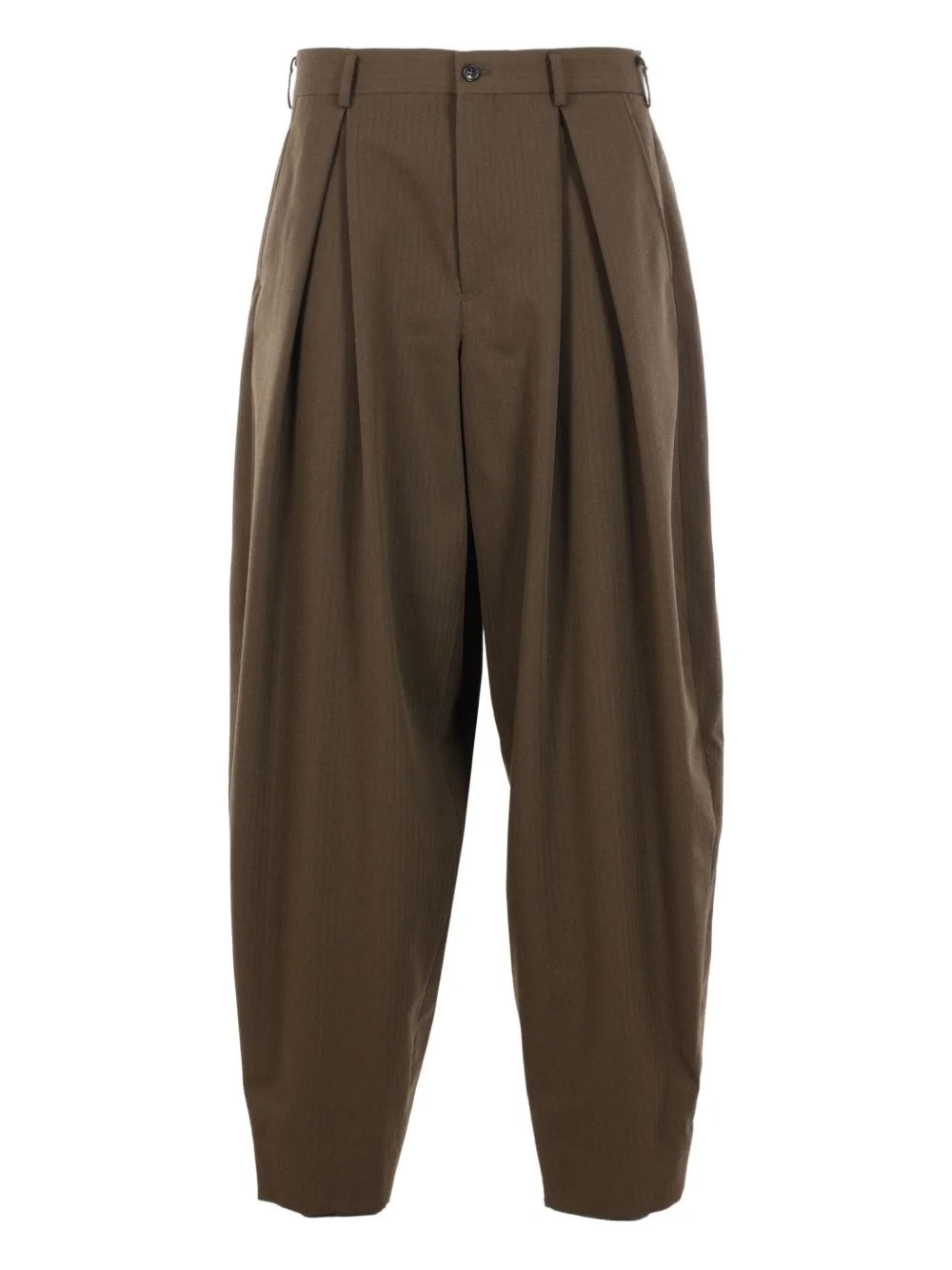 pleated herringbone trousers - 1
