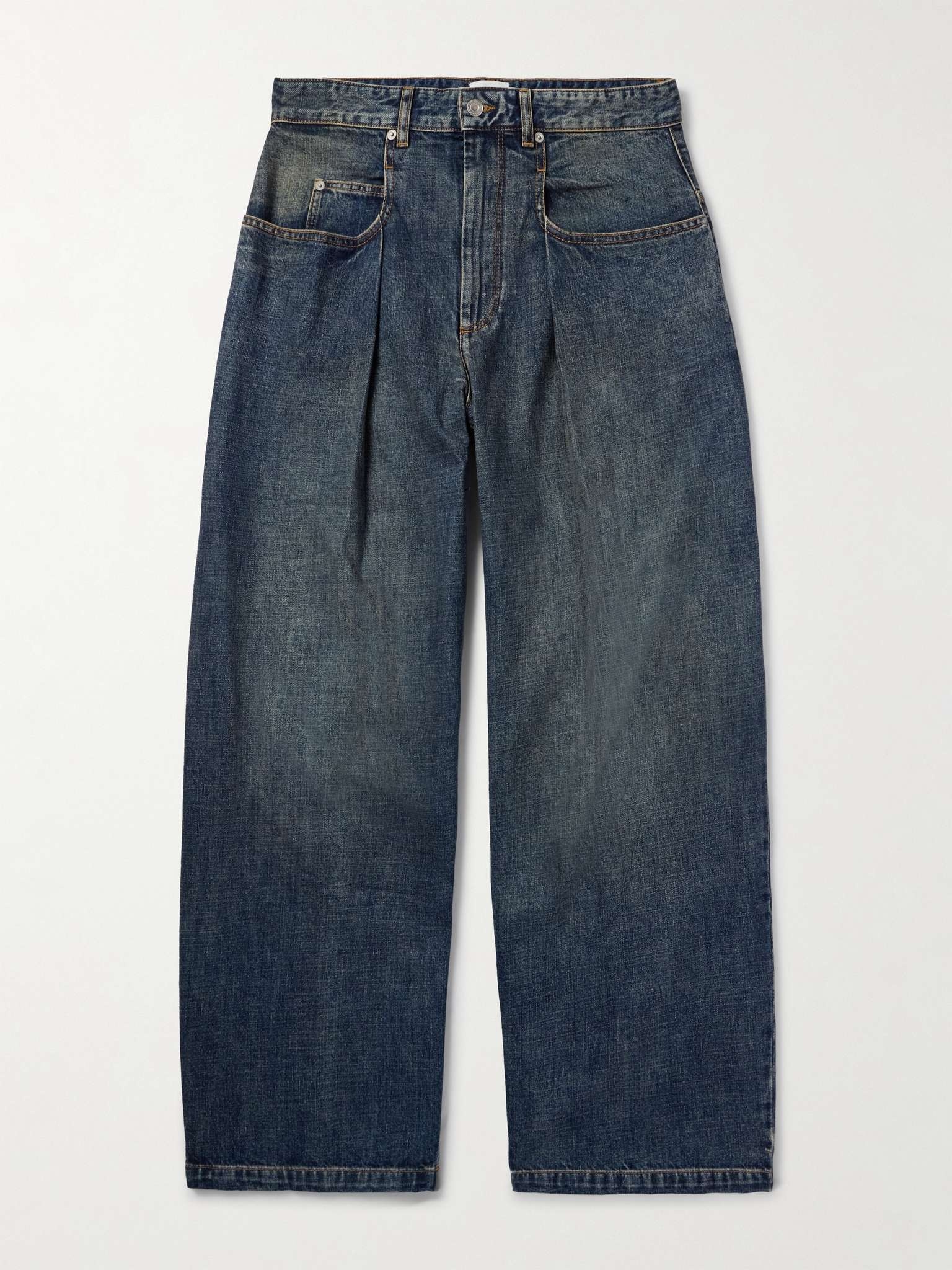 Janael Wide-Leg Pleated Jeans - 1