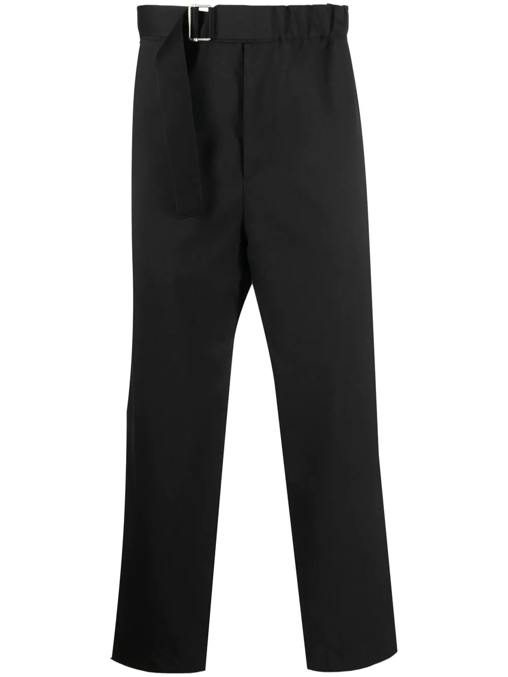 belted-waist cotton trousers - 1