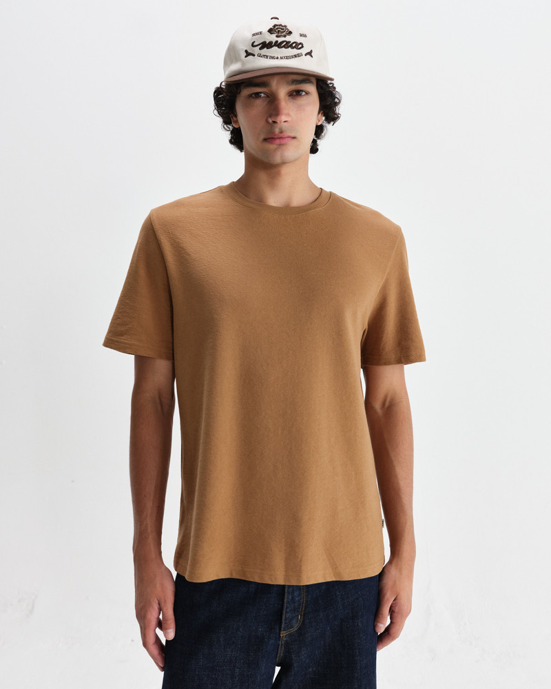 Wax London Dean - Tan Textured Organic Cotton T-Shirt outlook