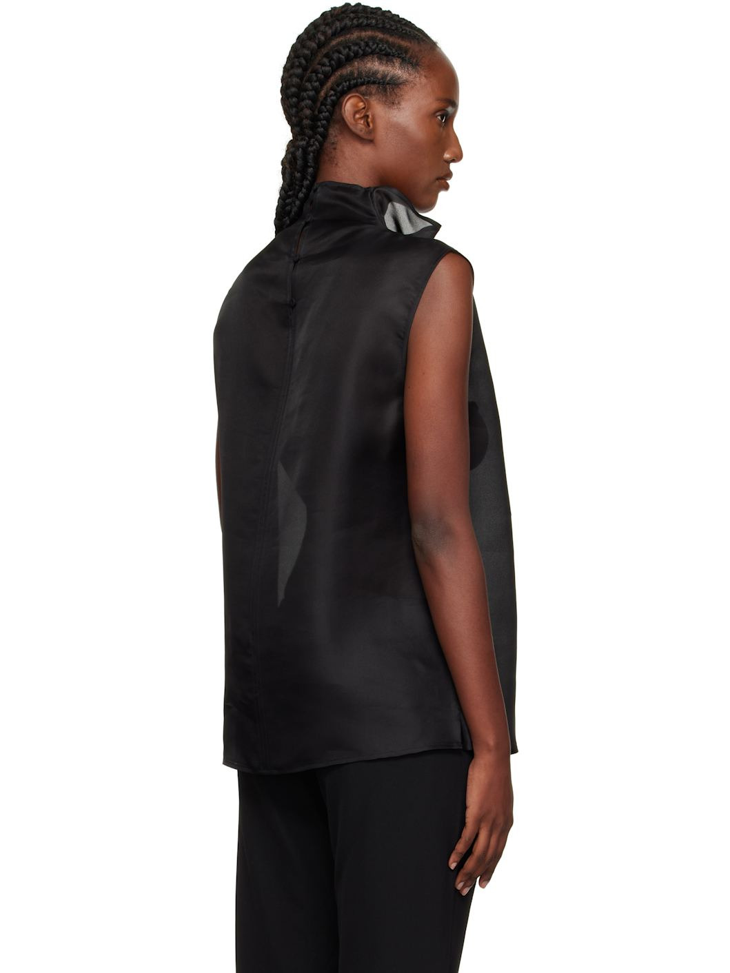 Black Organza Silk Blouse - 3