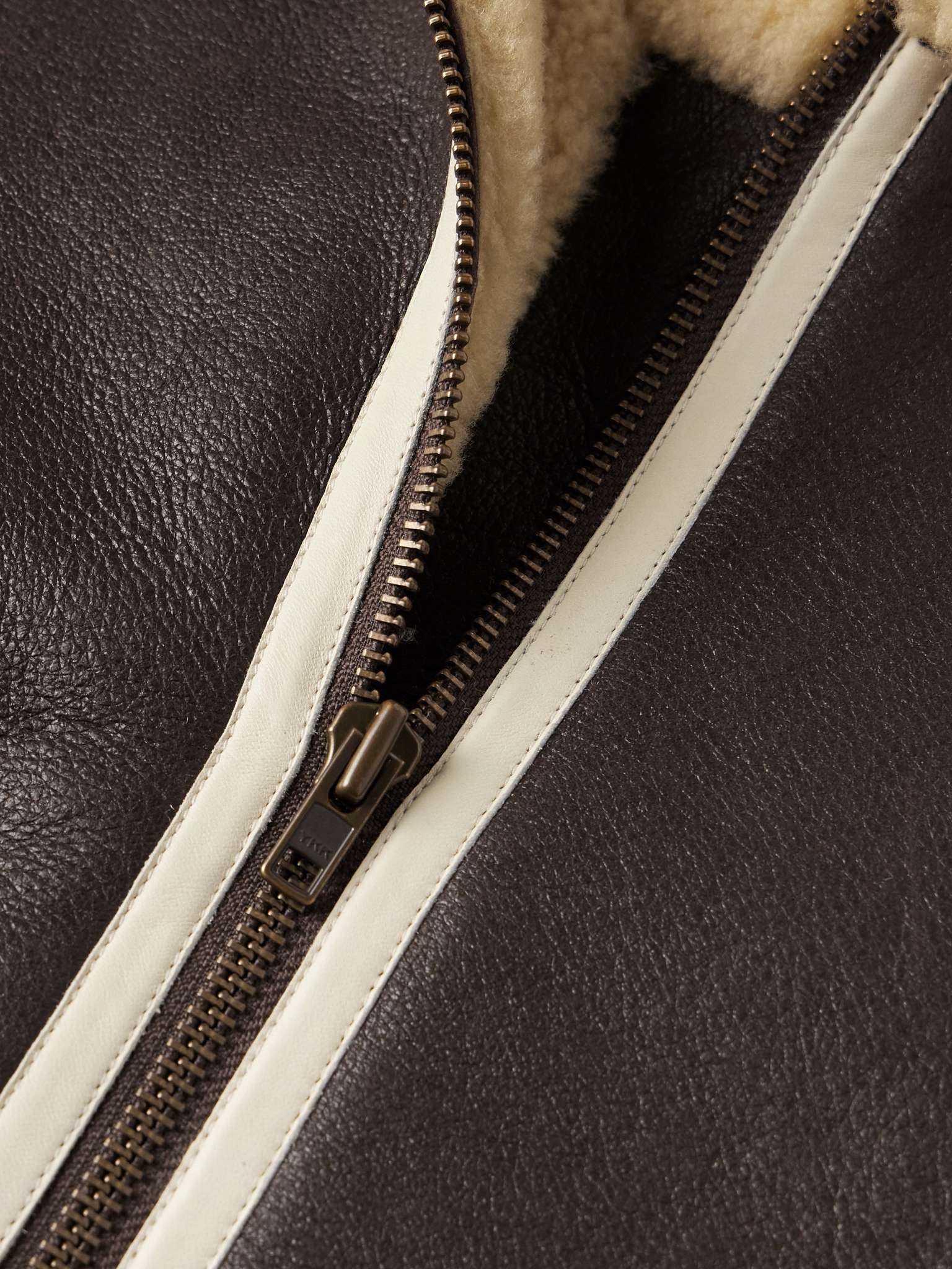 Leather-Trimmed Shearling Jacket - 5