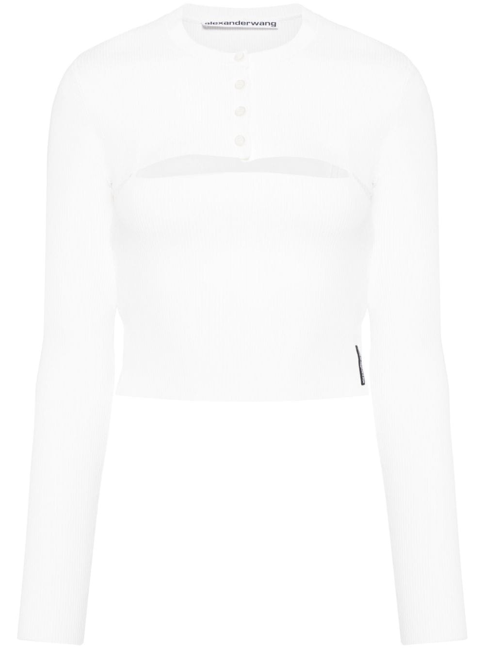 cut-out long-sleeved cropped top - 1