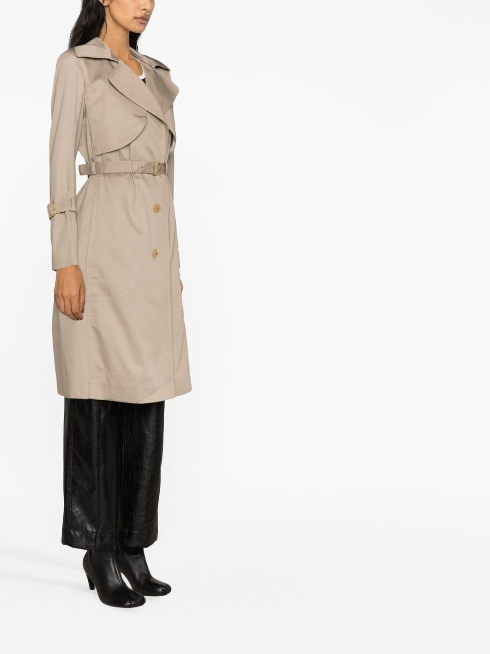 knee-length cotton trench coat - 3