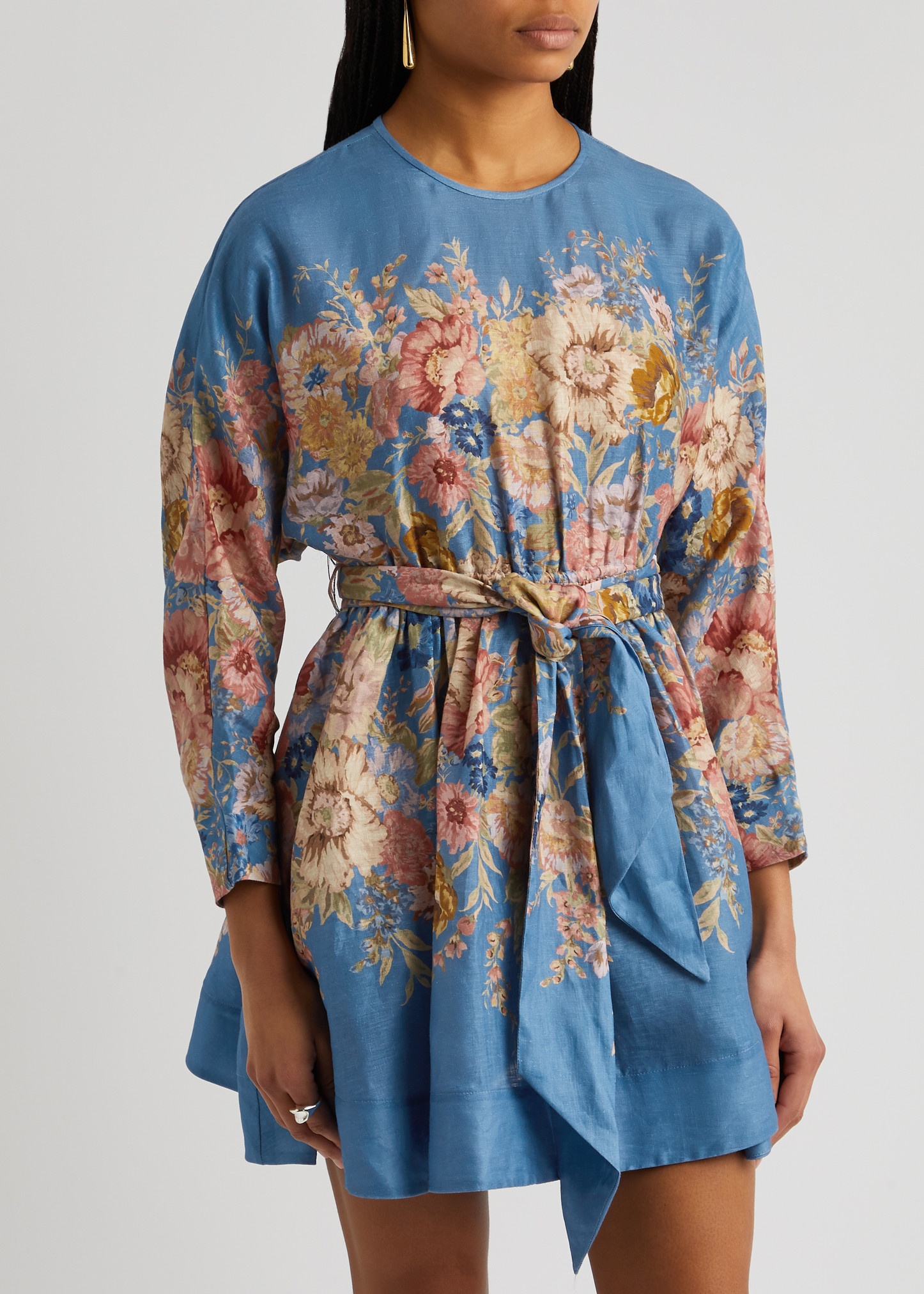 August floral-print linen mini dress - 2