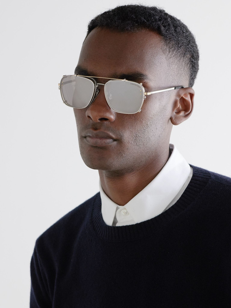 Dior CD Diamond S4U Aviator-Style Convertible Silver- and Gold-Tone Sunglasses Silver outlook