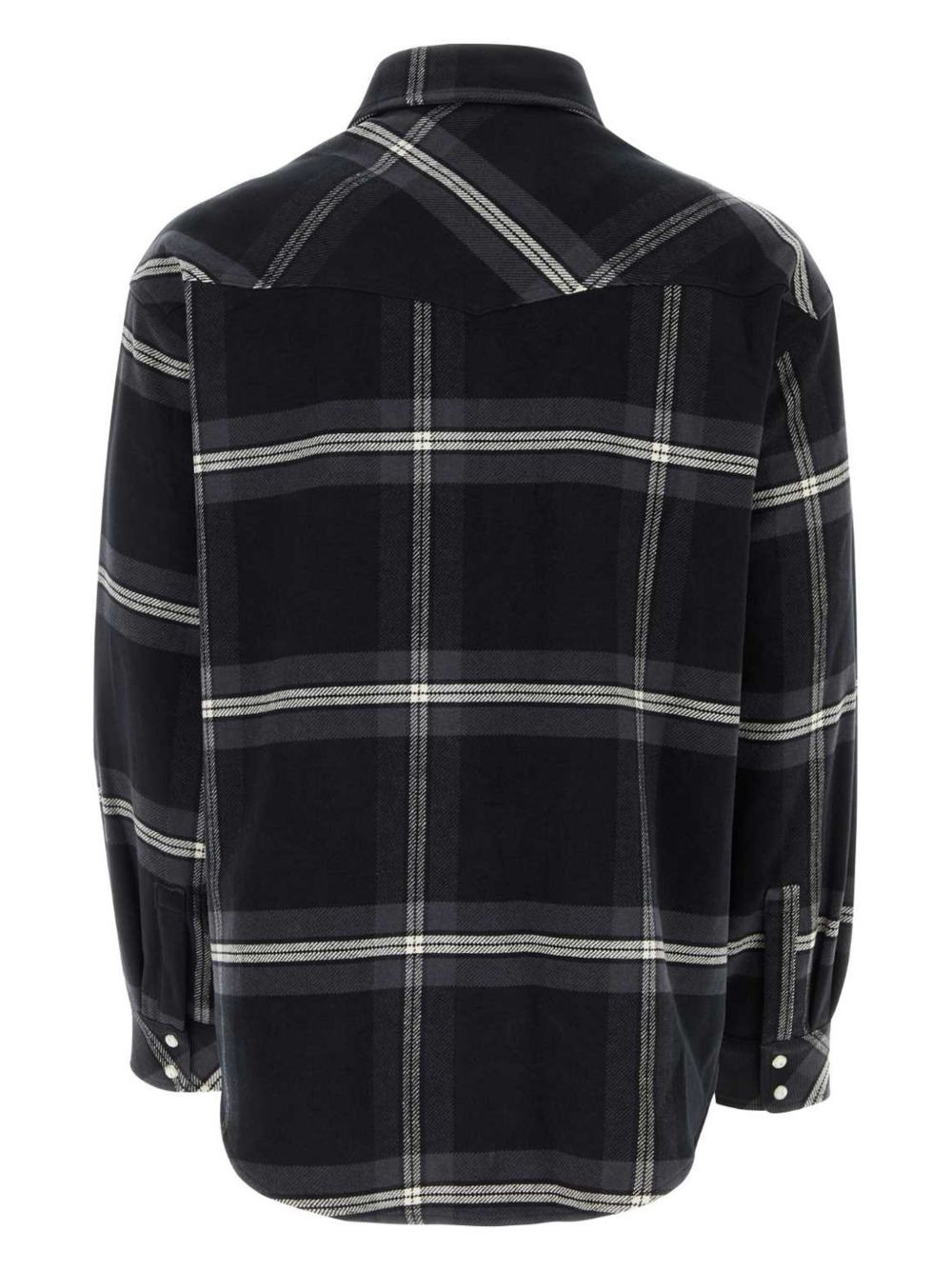 checked cotton-flannel shirt jacket - 2