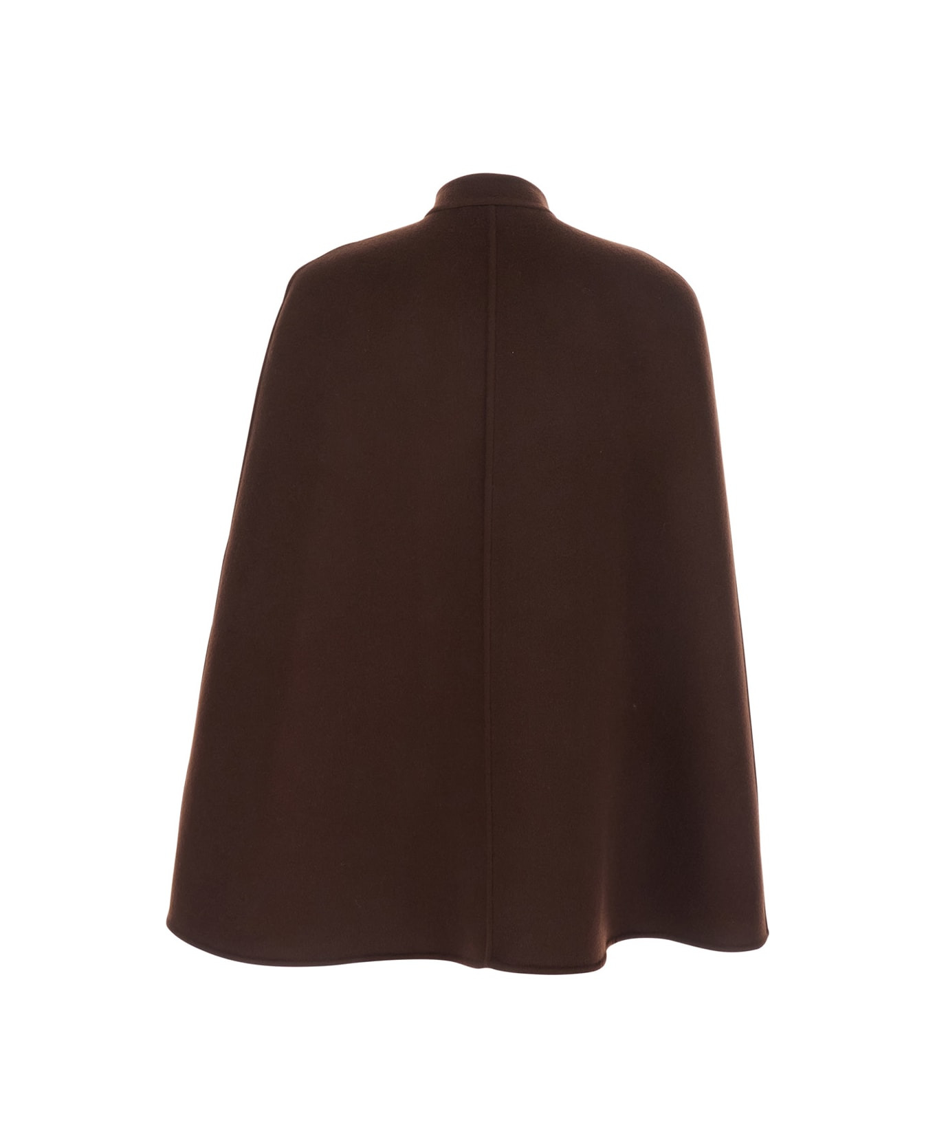 Brown Cape With Iconic Clamp And Gg All-over Motif Interior In Wool Woman - 2